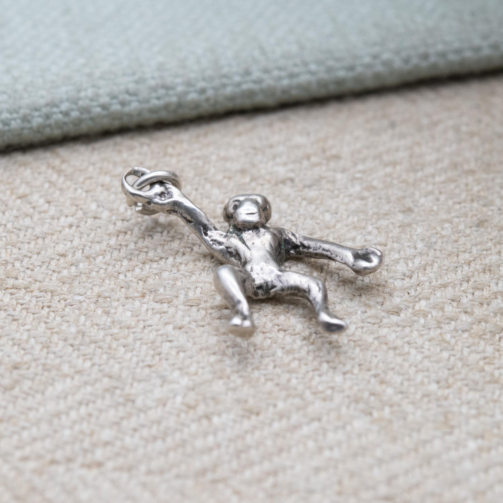 Vintage Sterling Silver Cheeky Monkey Charm Pendant - Cute Animal | Love Gift for Charm Bracelet