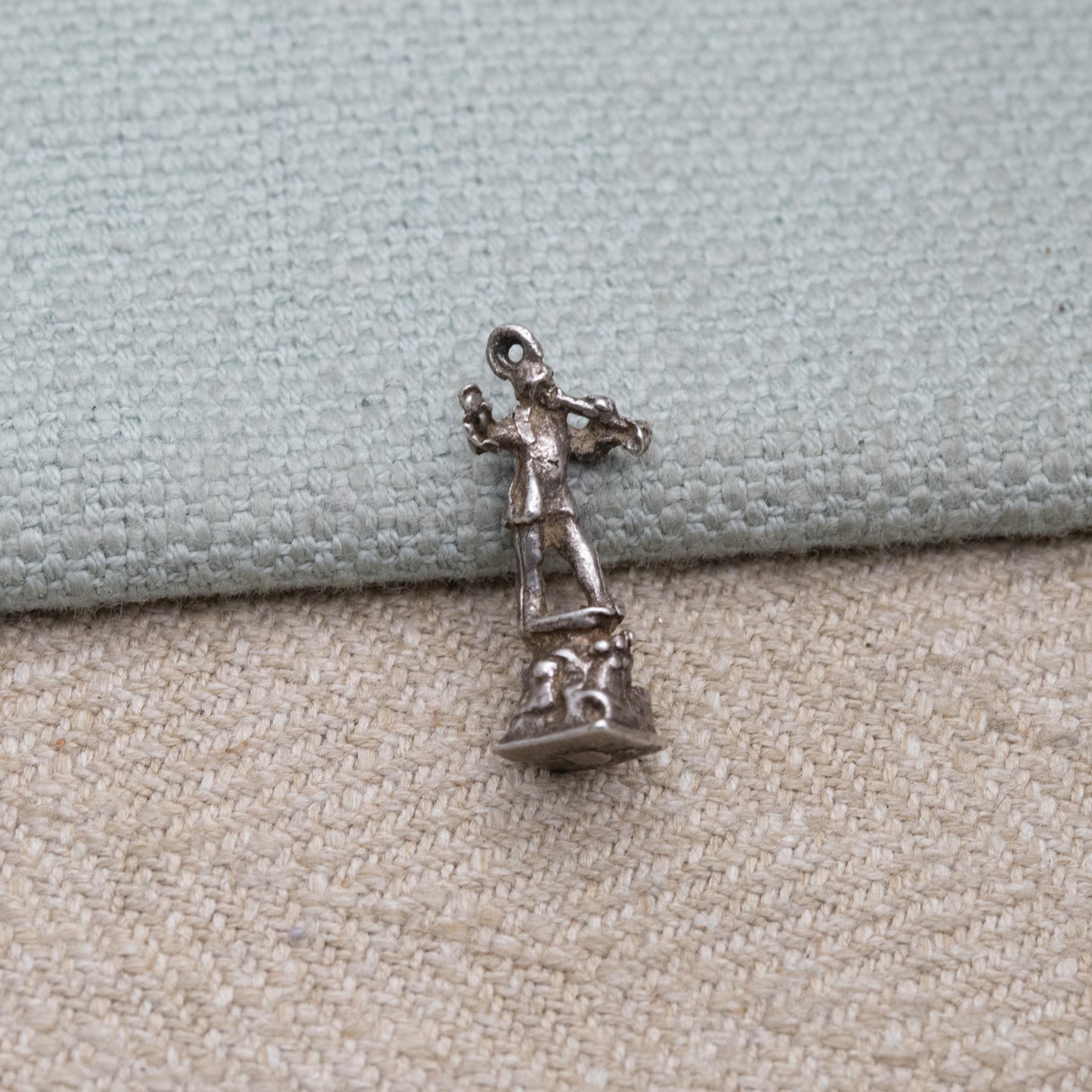Vintage Sterling Silver Peter Pan Charm Pendant - Standing Trumpeting Figure Statue | Souvenir Gift for Charm Bracelet