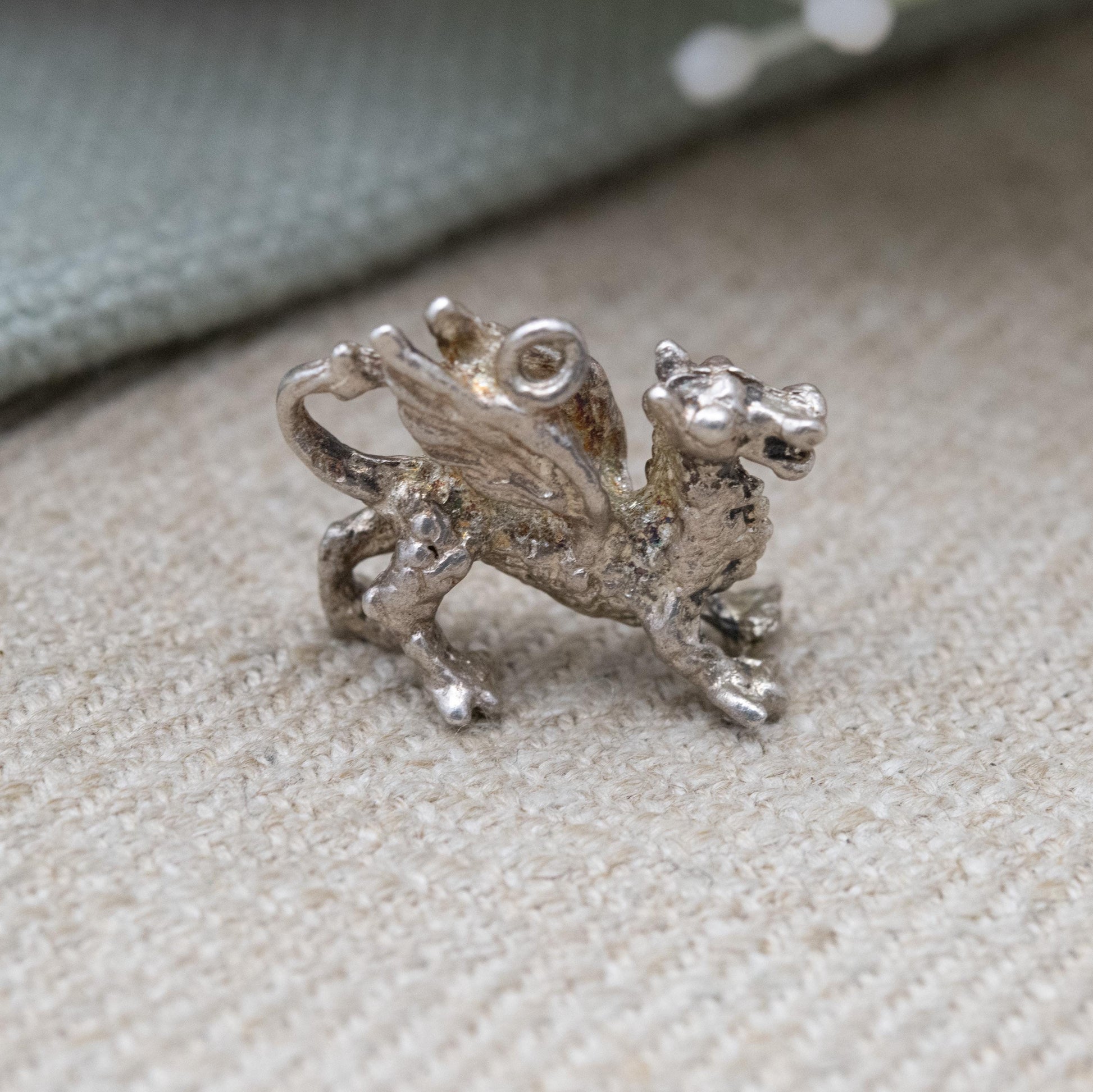 Vintage Sterling Silver Dragon Charm Pendant - Traditional Welsh Dragon | Wales Souvenir | Fantasy Gift for Charm Bracelet