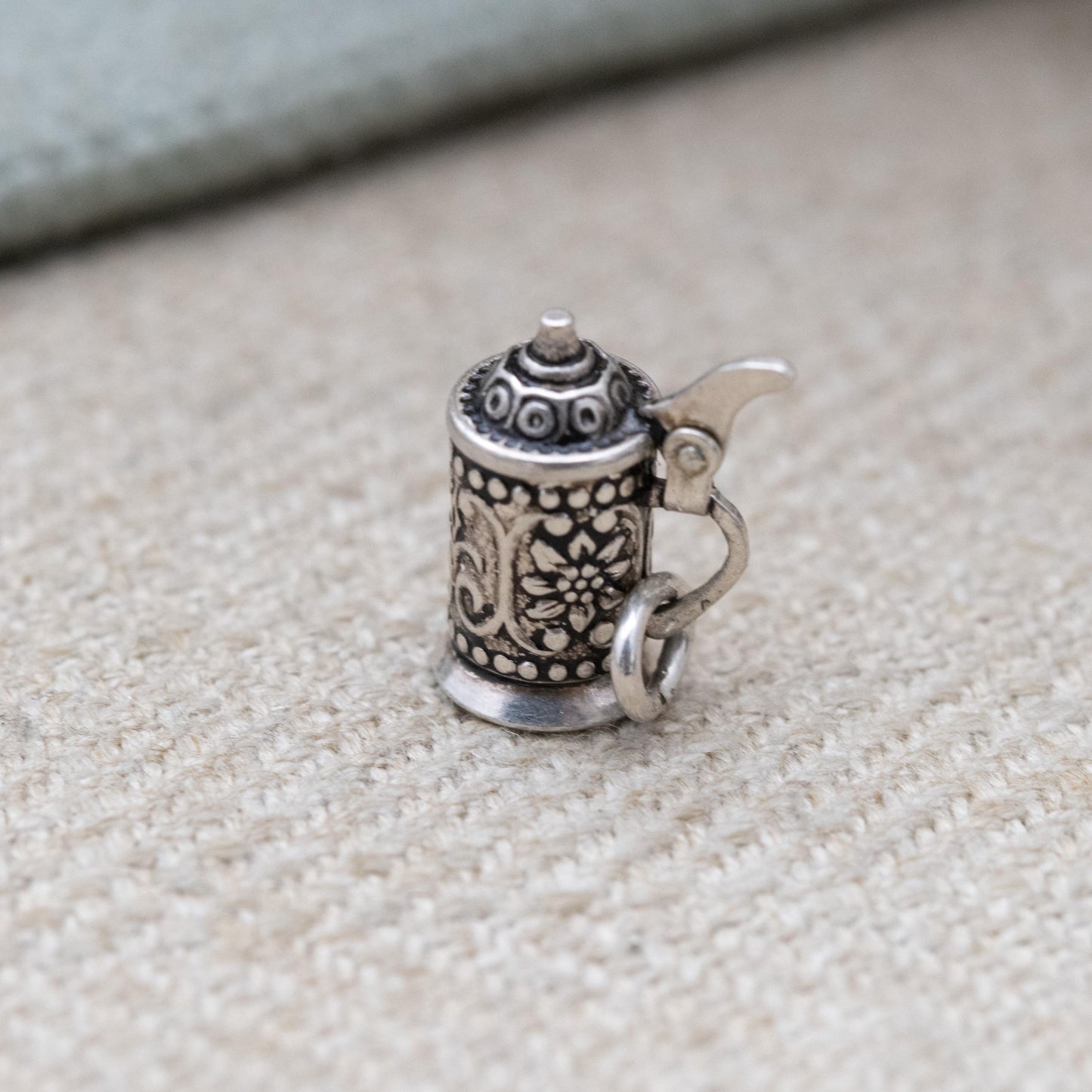 Vintage European Silver Opening Beer Tankard Charm Pendant - Beer | Cup | Stein | Gift for Charm Bracelet