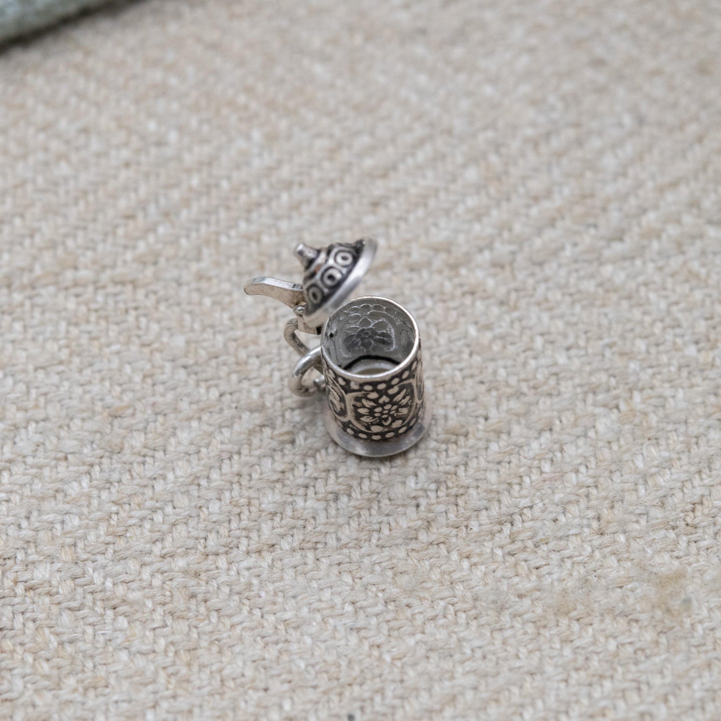 Vintage European Silver Opening Beer Tankard Charm Pendant - Beer | Cup | Stein | Gift for Charm Bracelet