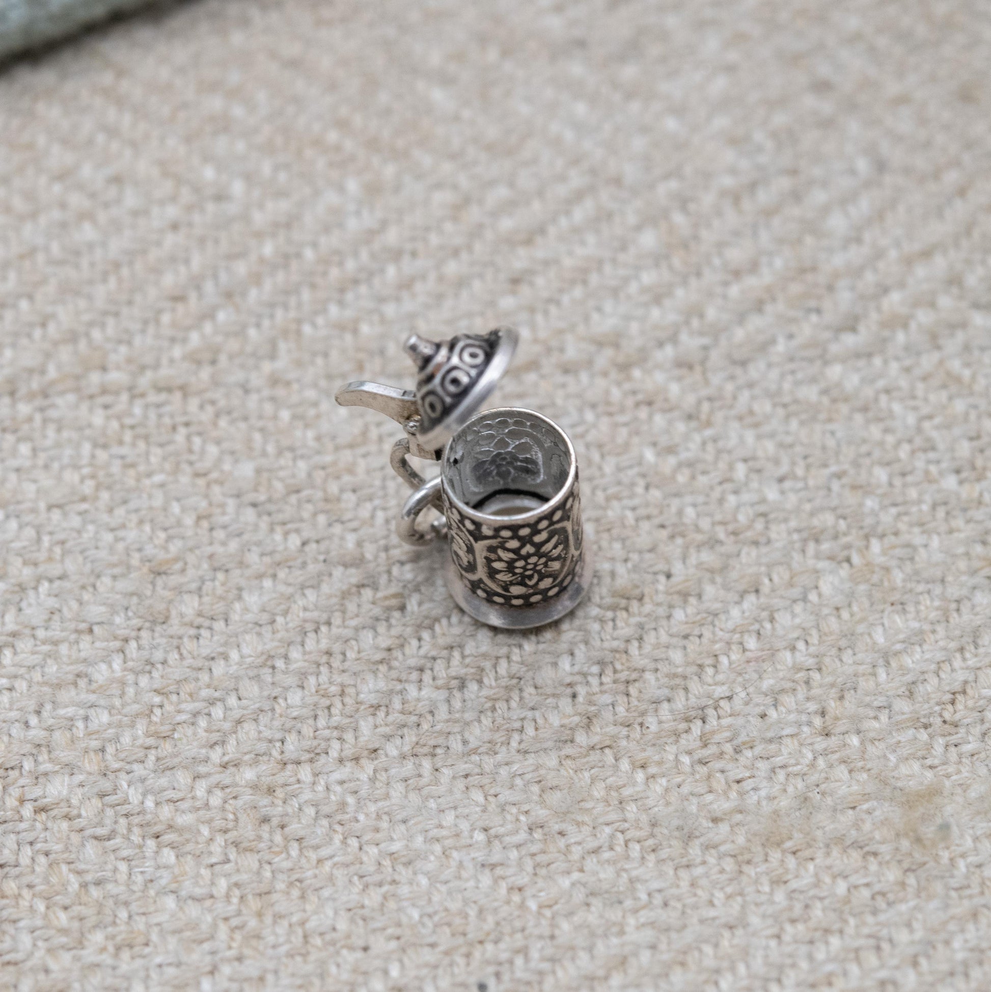 Vintage European Silver Opening Beer Tankard Charm Pendant - Beer | Cup | Stein | Gift for Charm Bracelet