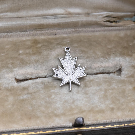 Vintage Sterling Silver Maple Leaf Charm Pendant - Canadian Souvenir Gift for Charm Bracelet