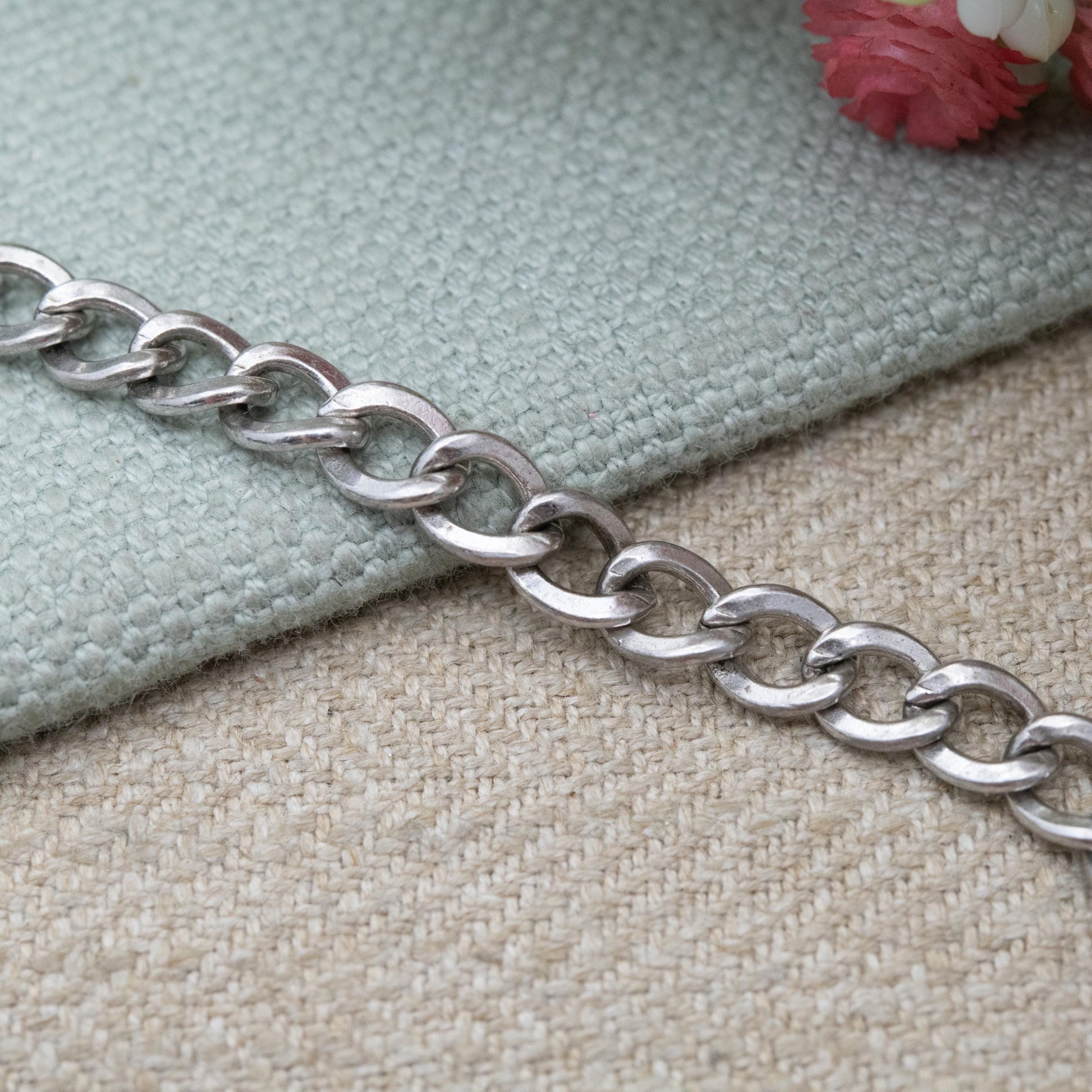 Vintage Sterling Silver Chain Bracelet - Rounded Curb Links | Unisex Gift