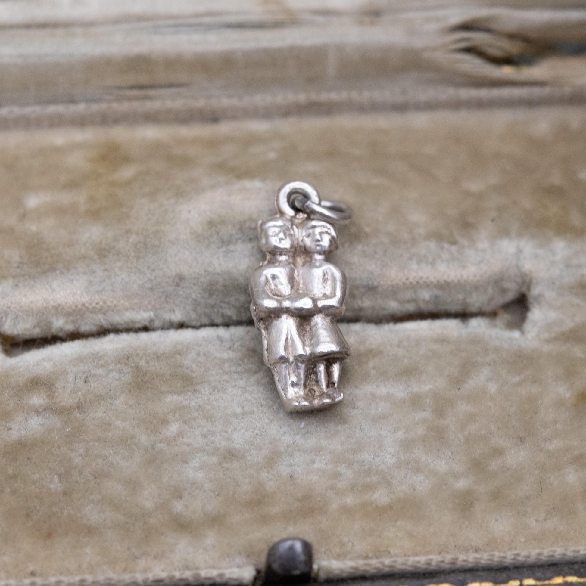 Vintage Sterling Silver Bride and Groom Charm Pendant - Wedding Day Gift for Charm Bracelet
