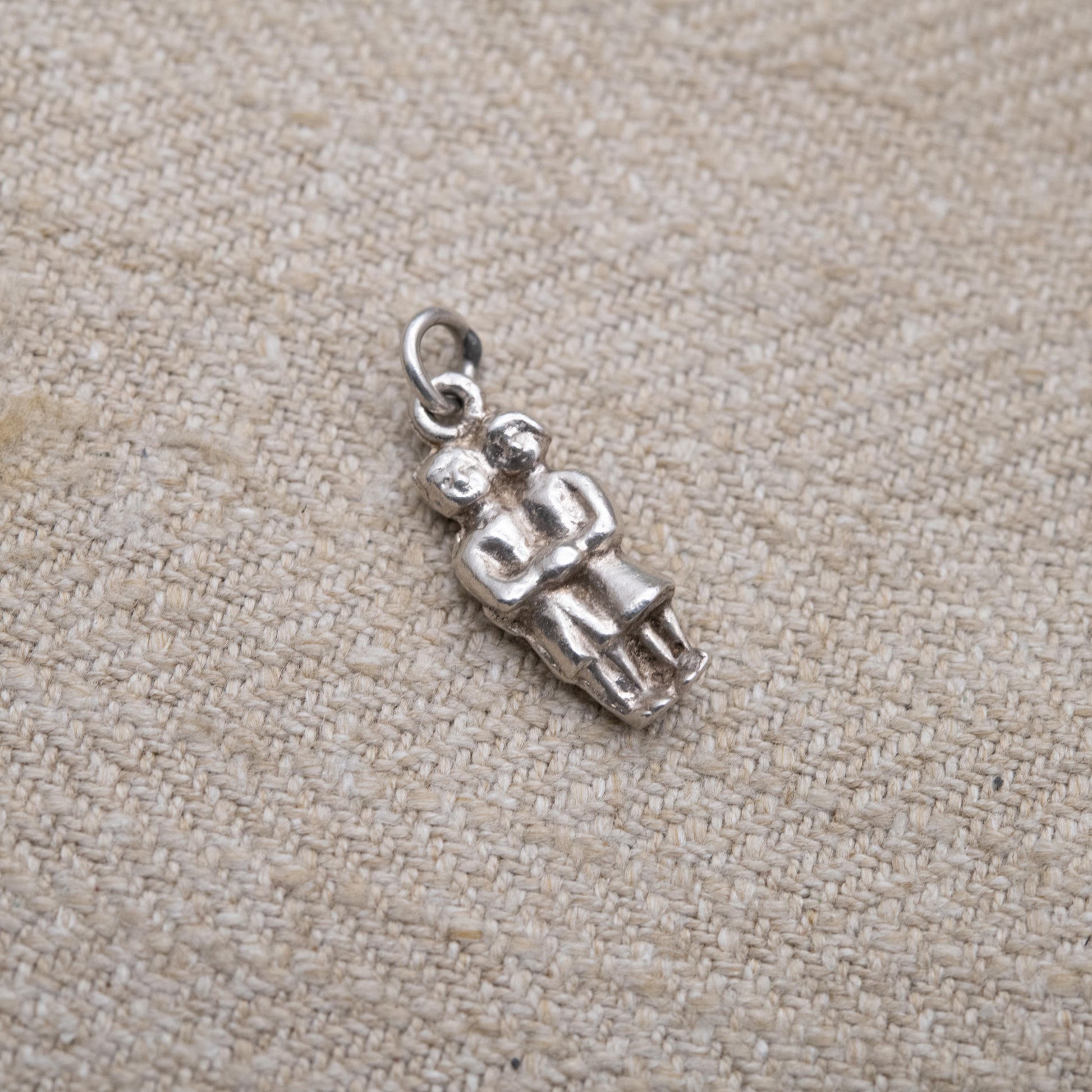 Vintage Sterling Silver Bride and Groom Charm Pendant - Wedding Day Gift for Charm Bracelet