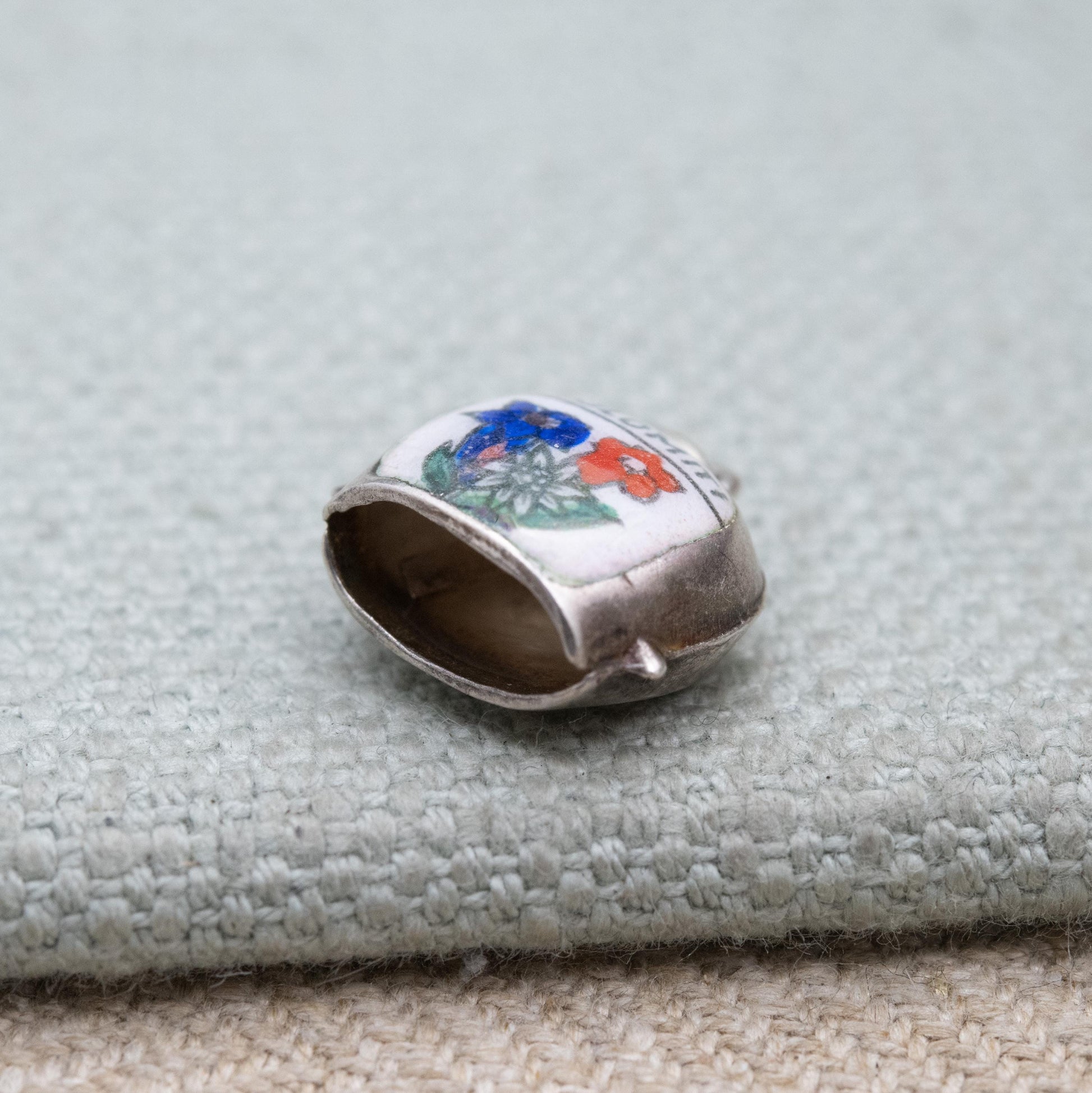 Vintage European Silver Enamel Dolomiti Cow Bell Charm Pendant - Italian Enamel Articulated with Moving Tongue | Gift for Charm Bracelet