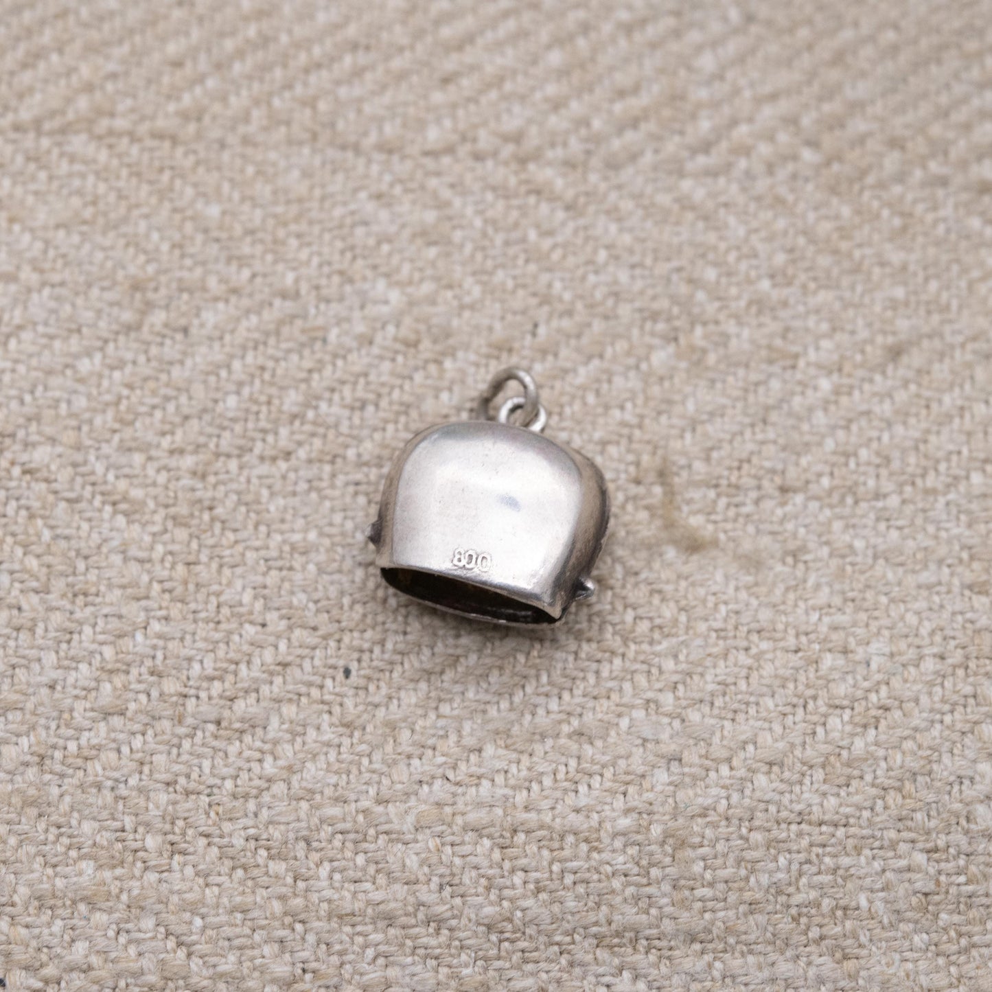 Vintage European Silver Enamel Dolomiti Cow Bell Charm Pendant - Italian Enamel Articulated with Moving Tongue | Gift for Charm Bracelet