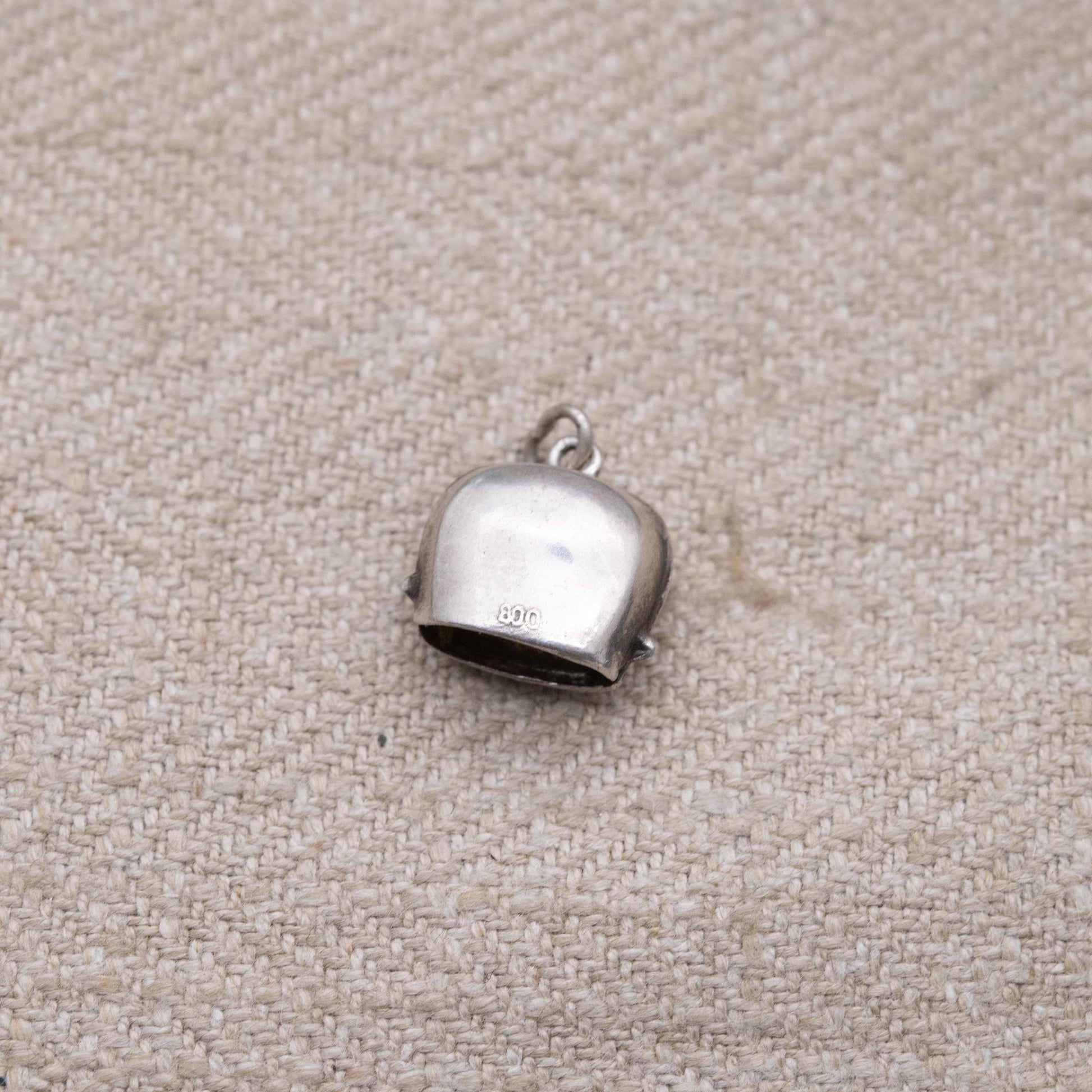 Vintage European Silver Enamel Dolomiti Cow Bell Charm Pendant - Italian Enamel Articulated with Moving Tongue | Gift for Charm Bracelet