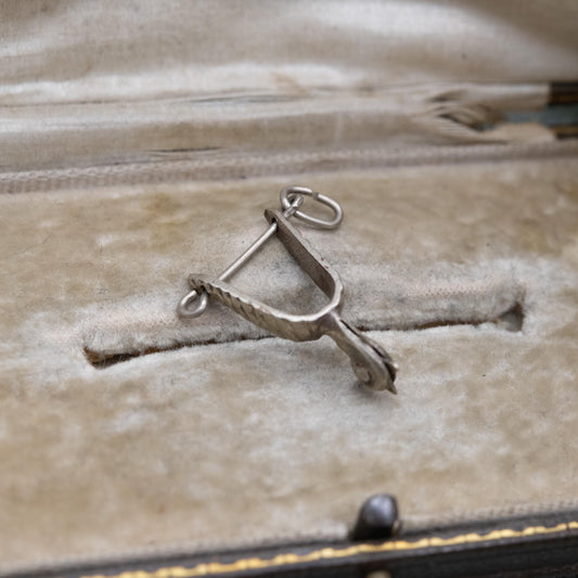 Vintage Sterling Silver Stirrup Charm Pendant - Spurs | Cowboy Horse Riding Charm | Souvenir Gift for Charm Bracelet