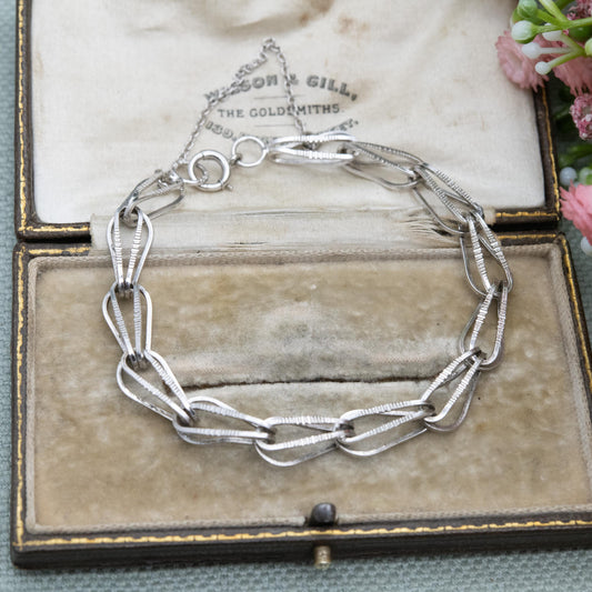 Vintage Sterling Silver Fancy Link Bracelet - Unisex Gift for Him Her