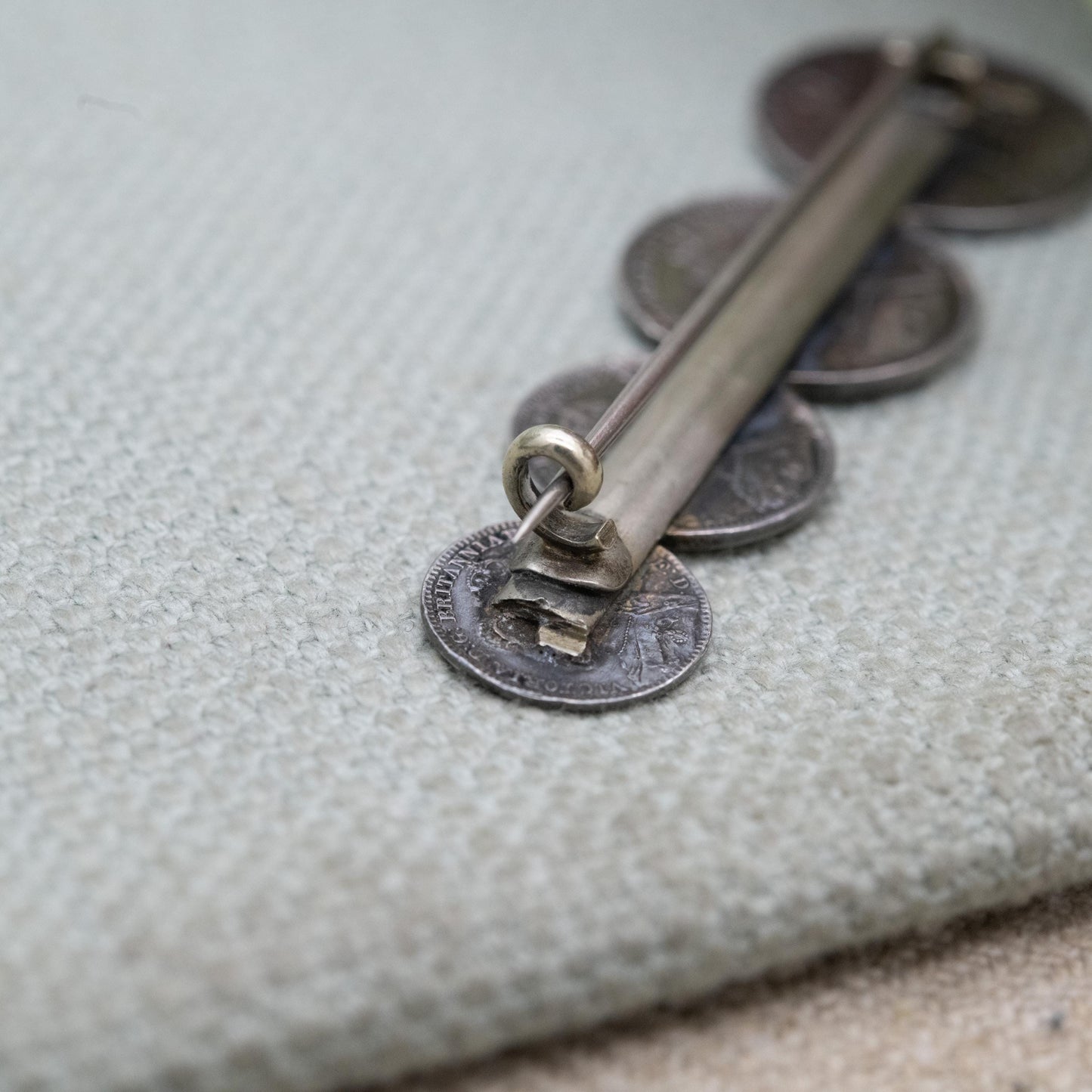 Antique 1889 Victorian Maundy Money Sterling Silver Coin Brooch - Victoria Jubilee Head | Numismatic Jewellery | Long Bar Brooch