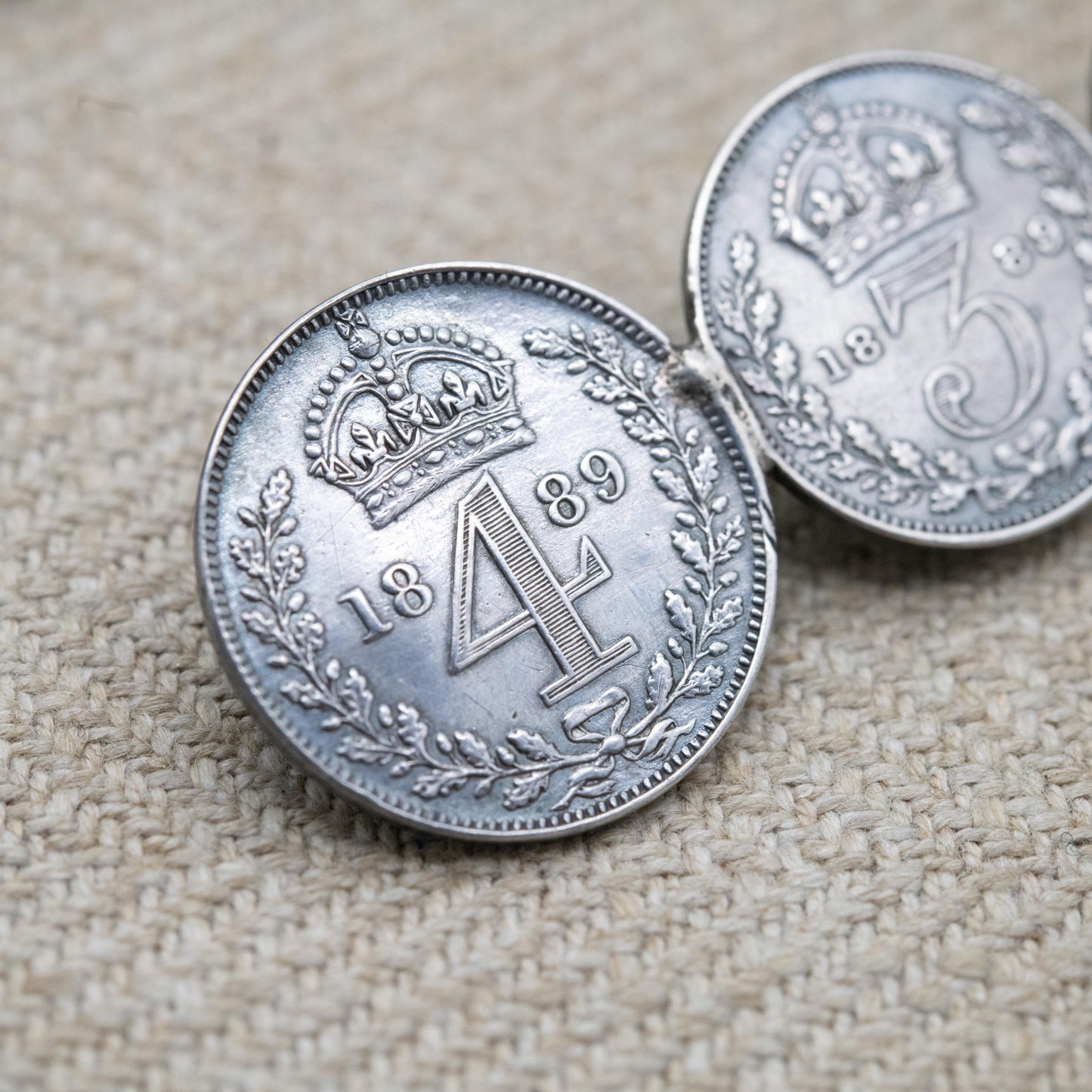 Antique 1889 Victorian Maundy Money Sterling Silver Coin Brooch - Victoria Jubilee Head | Numismatic Jewellery | Long Bar Brooch