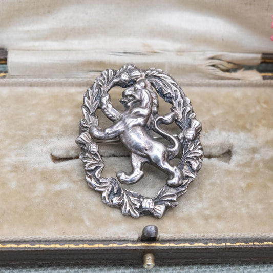 Vintage Scottish Sterling Silver Lion Rampant Brooch by Robert Allison 1951 - Heraldic Arms of Scotland
