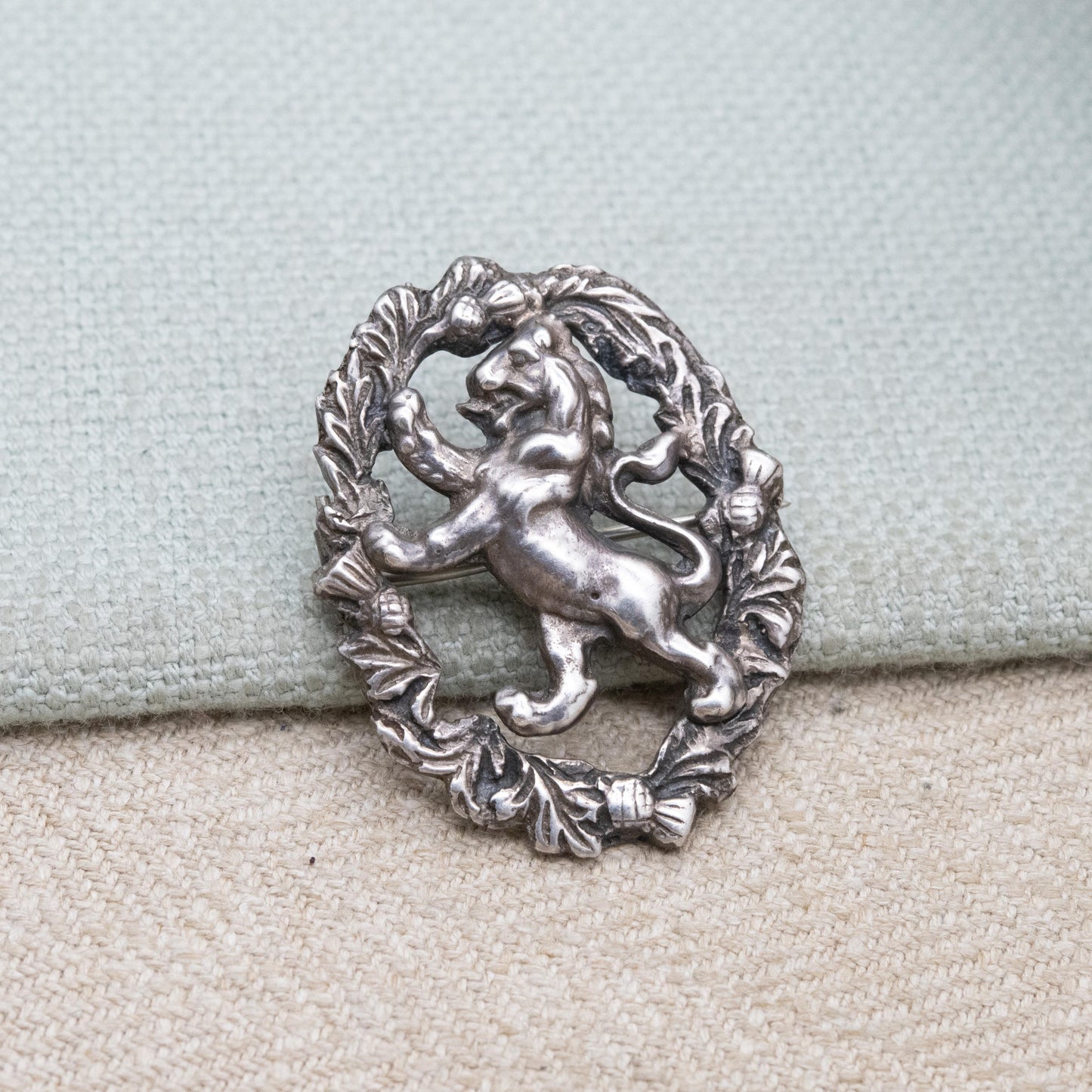 Vintage Scottish Sterling Silver Lion Rampant Brooch by Robert Allison 1951 - Heraldic Arms of Scotland