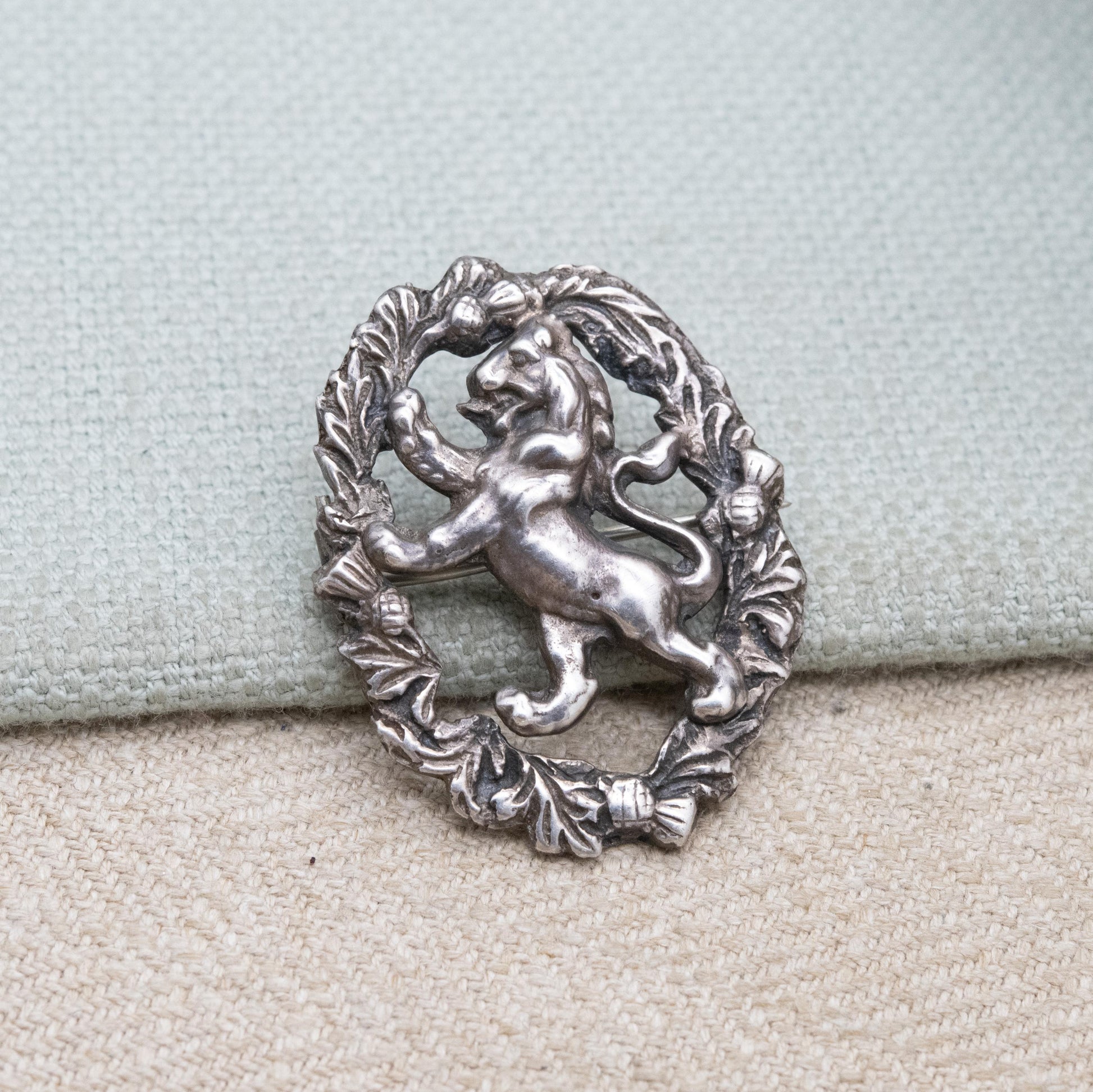 Vintage Scottish Sterling Silver Lion Rampant Brooch by Robert Allison 1951 - Heraldic Arms of Scotland