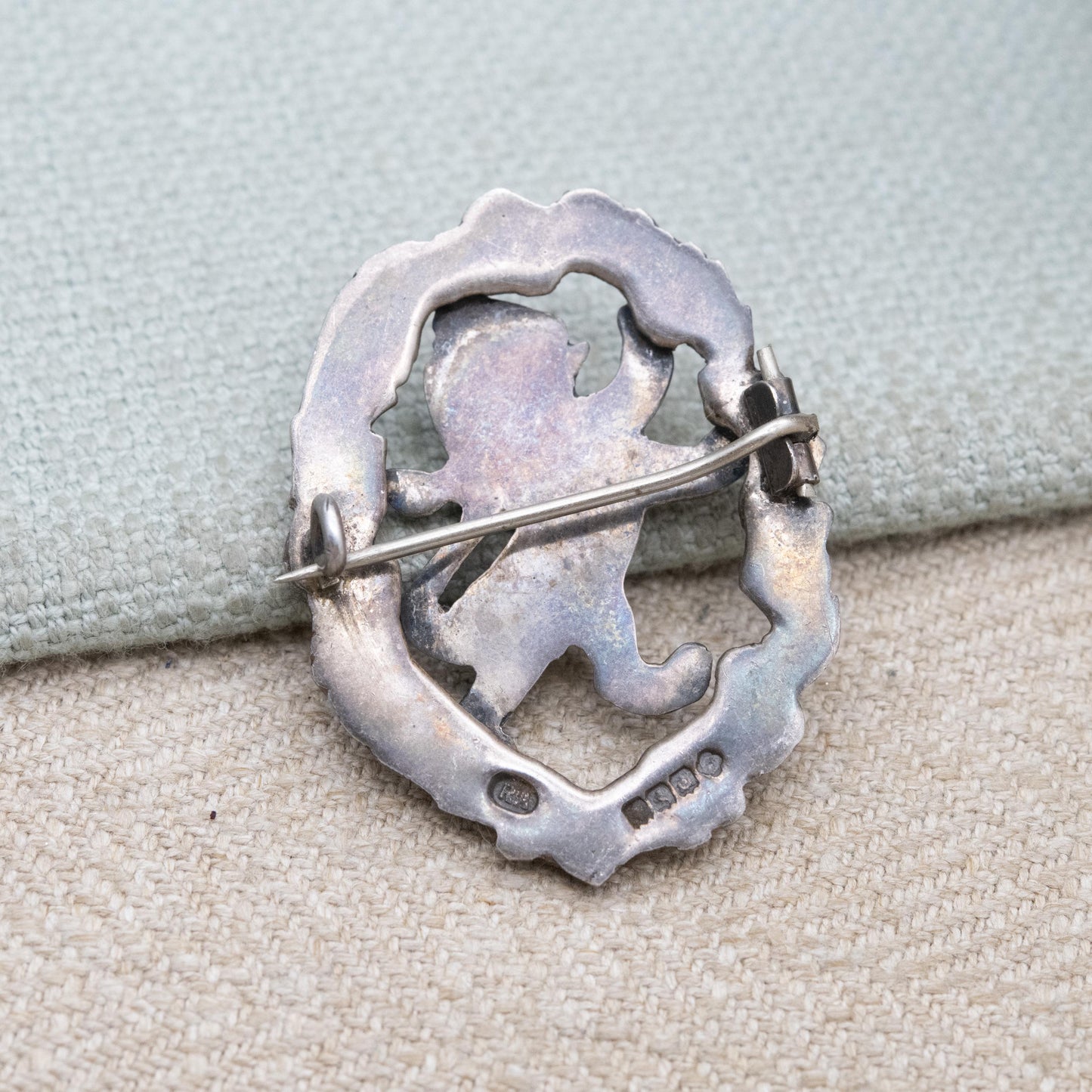 Vintage Scottish Sterling Silver Lion Rampant Brooch by Robert Allison 1951 - Heraldic Arms of Scotland