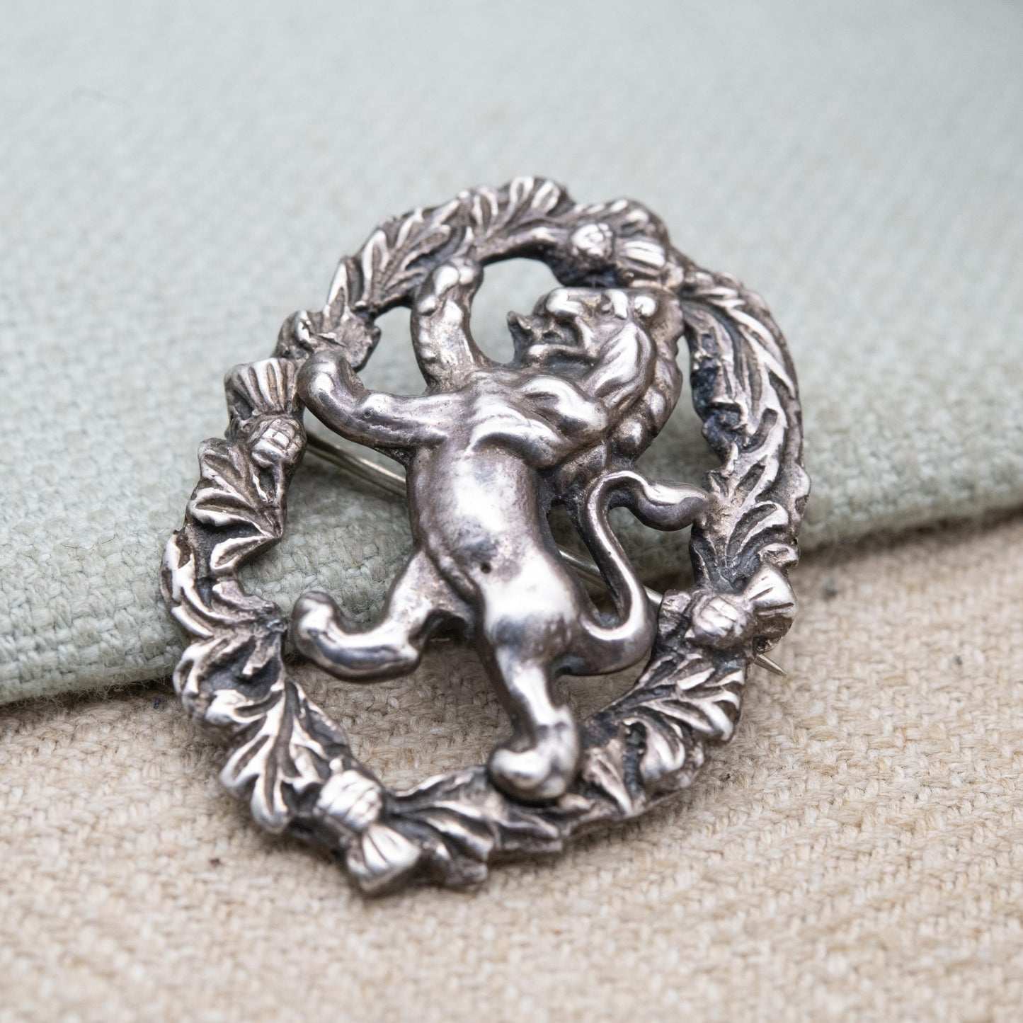Vintage Scottish Sterling Silver Lion Rampant Brooch by Robert Allison 1951 - Heraldic Arms of Scotland