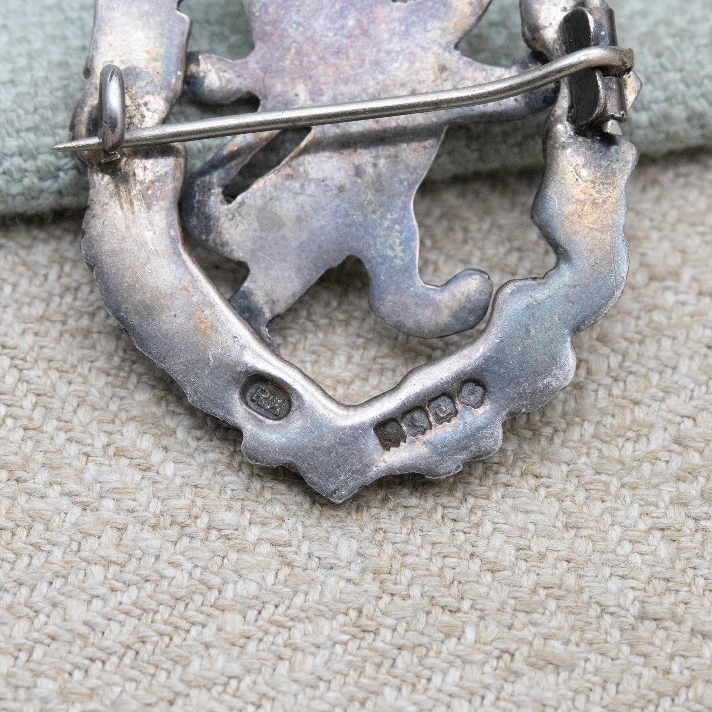 Vintage Scottish Sterling Silver Lion Rampant Brooch by Robert Allison 1951 - Heraldic Arms of Scotland