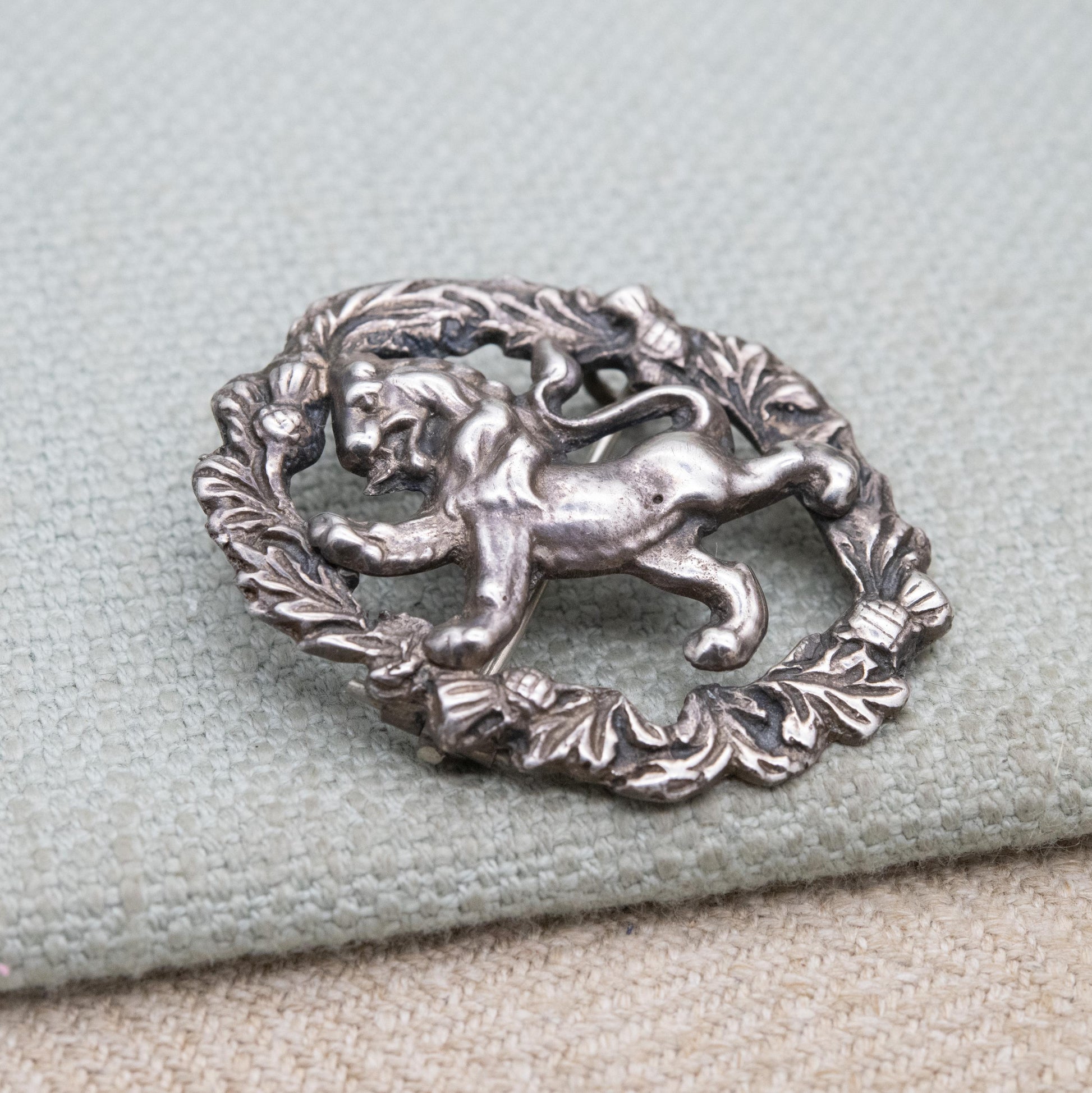 Vintage Scottish Sterling Silver Lion Rampant Brooch by Robert Allison 1951 - Heraldic Arms of Scotland