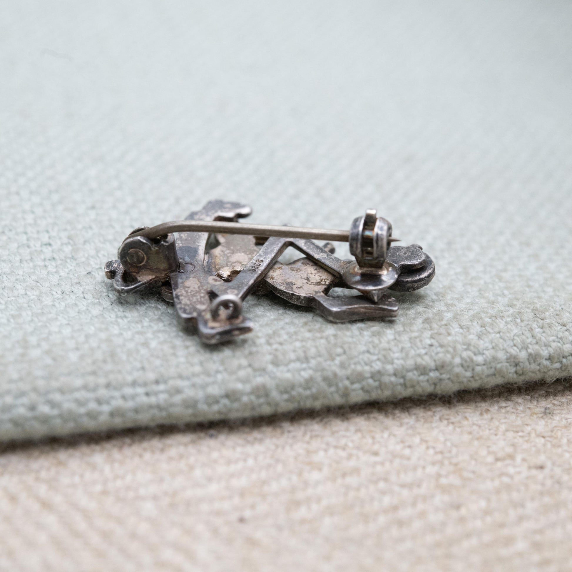 Vintage Royal Electrical & Mechanical Engineers Marcasite Sweetheart Brooch - British Army Collectable Pin
