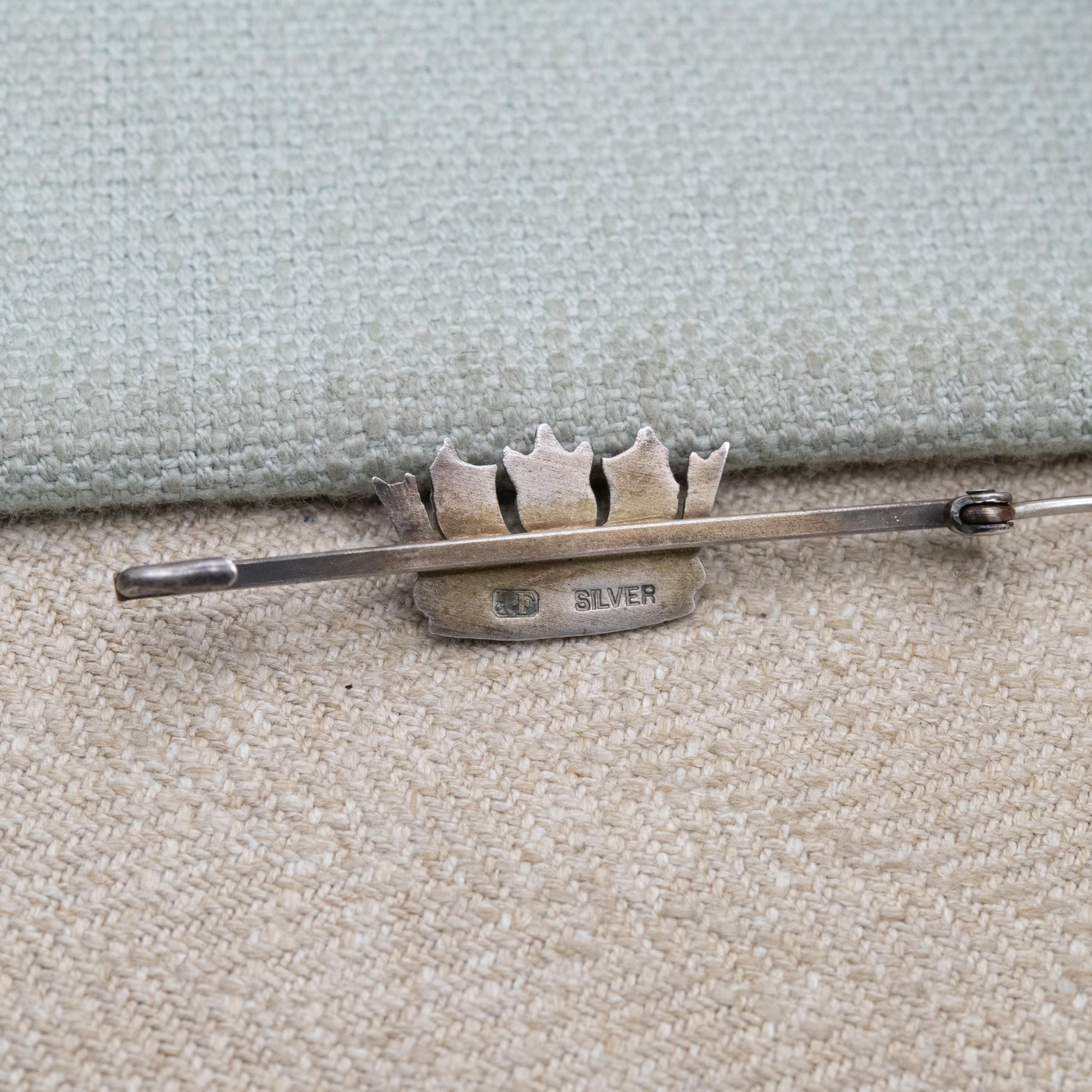 Antique Sterling Silver Enamel Royal Navy Crown Bar Brooch - Military Memorabilia | Collectable Jewellery