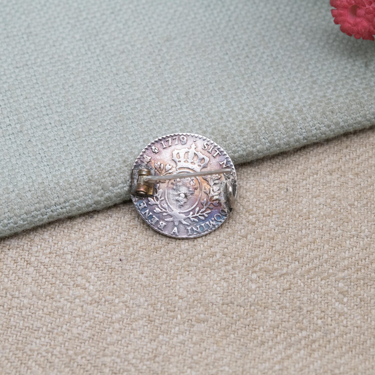 Antique French Silver 1/10 Ecu Louis XVI Coin Brooch 1779 - Collectable Coin Jewellery