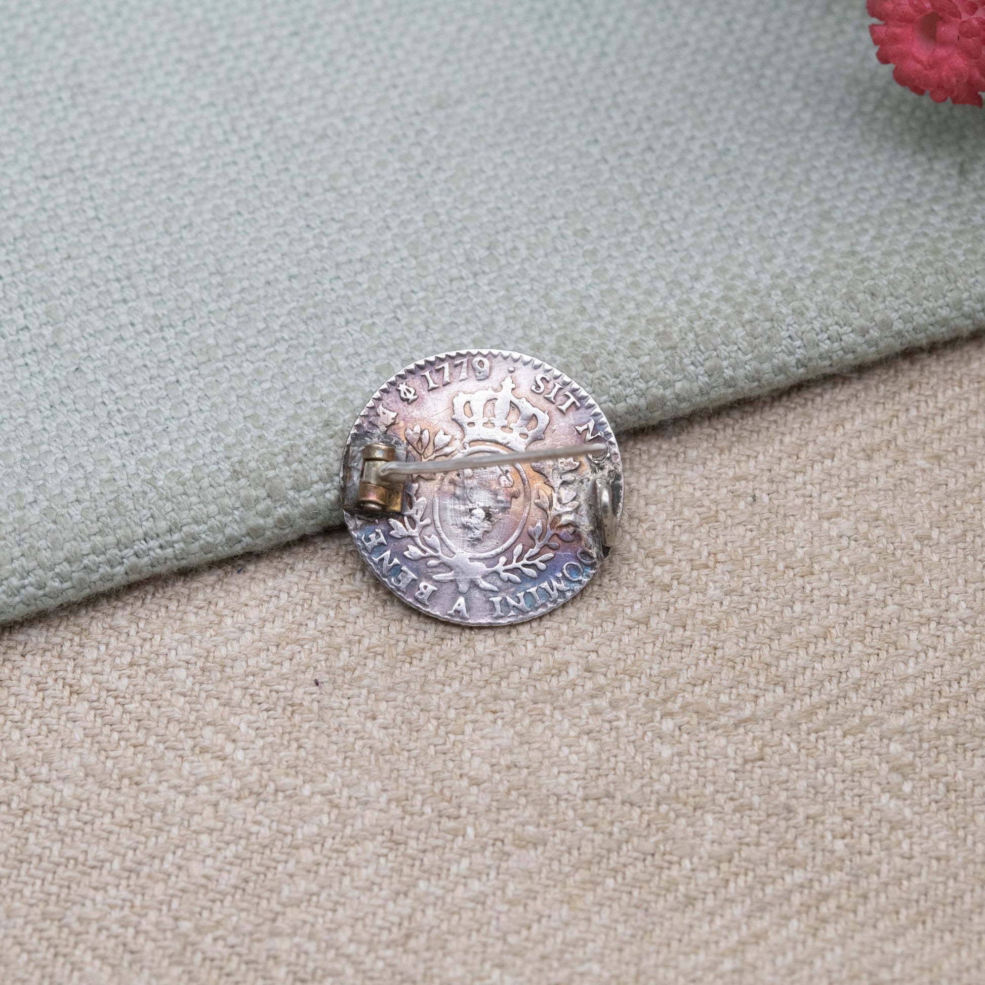 Antique French Silver 1/10 Ecu Louis XVI Coin Brooch 1779 - Collectable Coin Jewellery