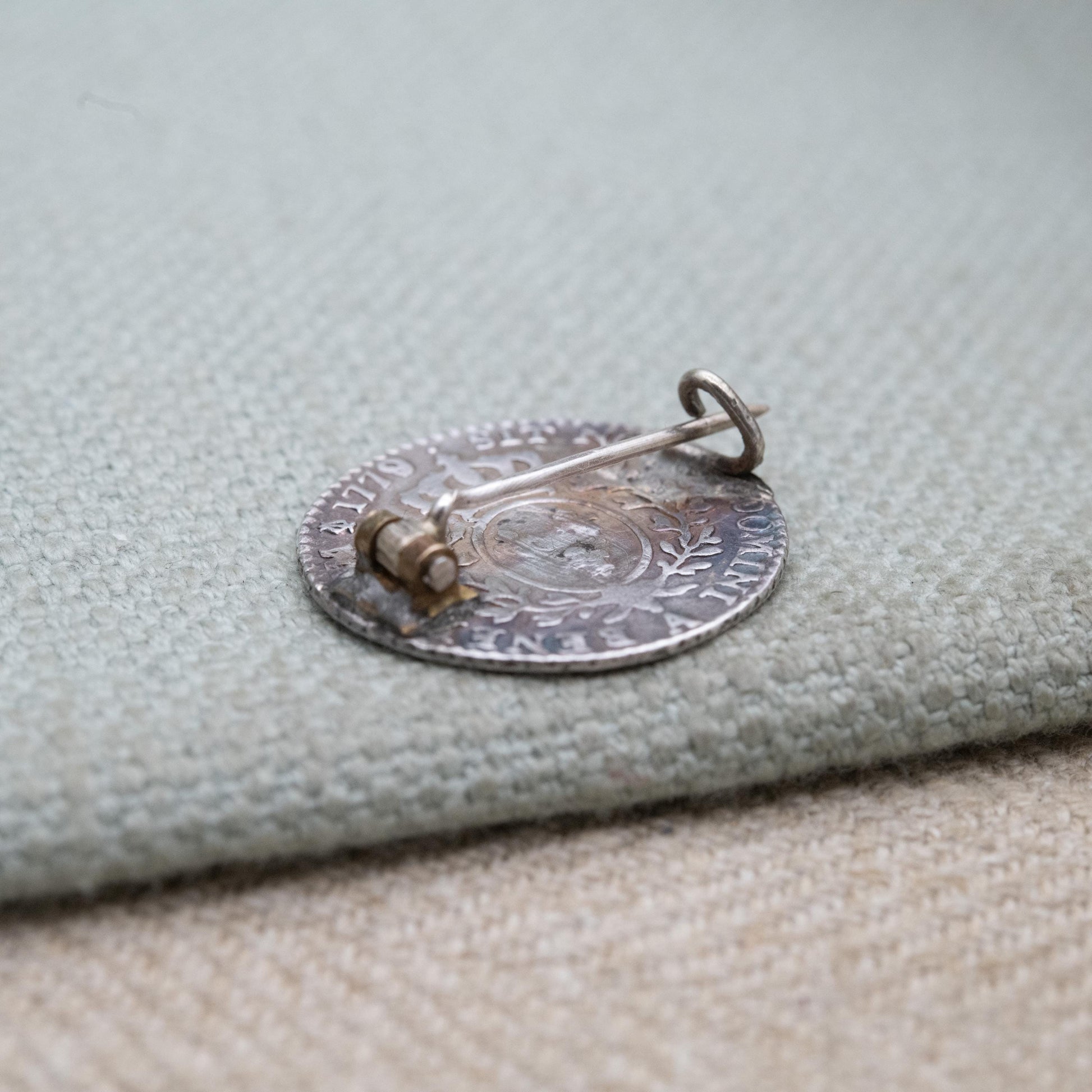 Antique French Silver 1/10 Ecu Louis XVI Coin Brooch 1779 - Collectable Coin Jewellery