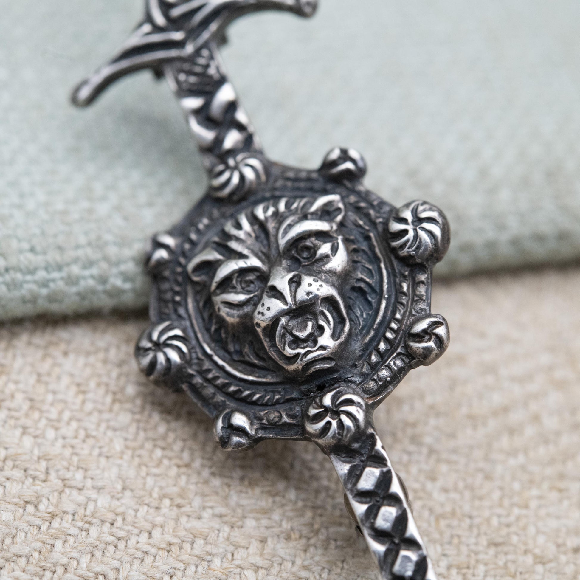 Vintage Scottish Sterling Silver Sword Brooch 1964 - Heraldic Lion Claymore | Fantasy Medieval Weaponry | Collectable Scotland Jewellery