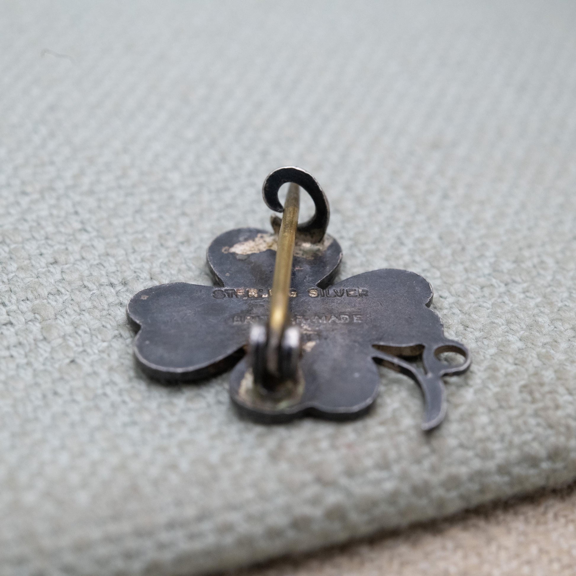 Antique Ward Brothers Sterling Silver Green Enamel Four Leaf Clover Brooch - Celtic Lucky Clover | Irish Floral Jewellery Gift