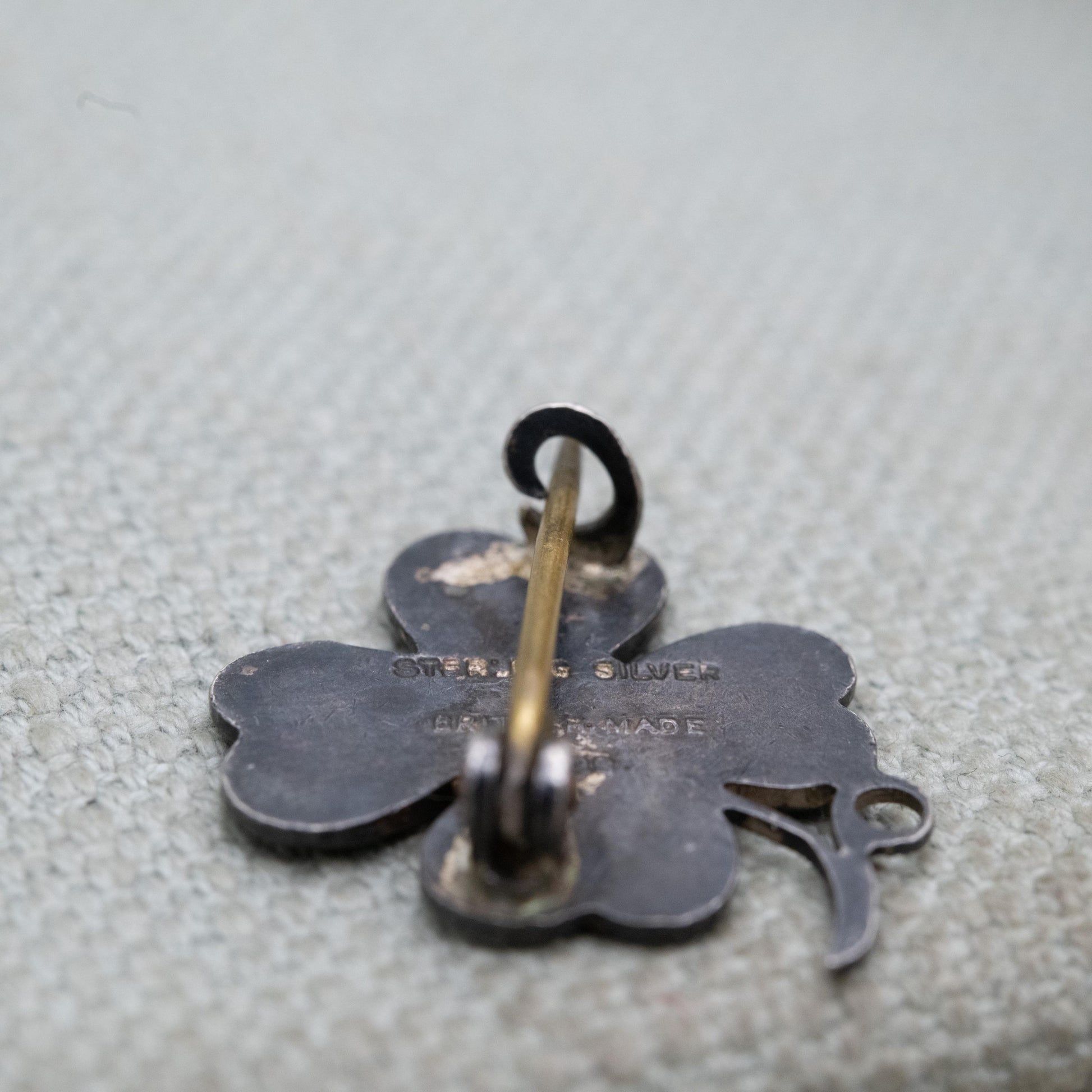 Antique Ward Brothers Sterling Silver Green Enamel Four Leaf Clover Brooch - Celtic Lucky Clover | Irish Floral Jewellery Gift