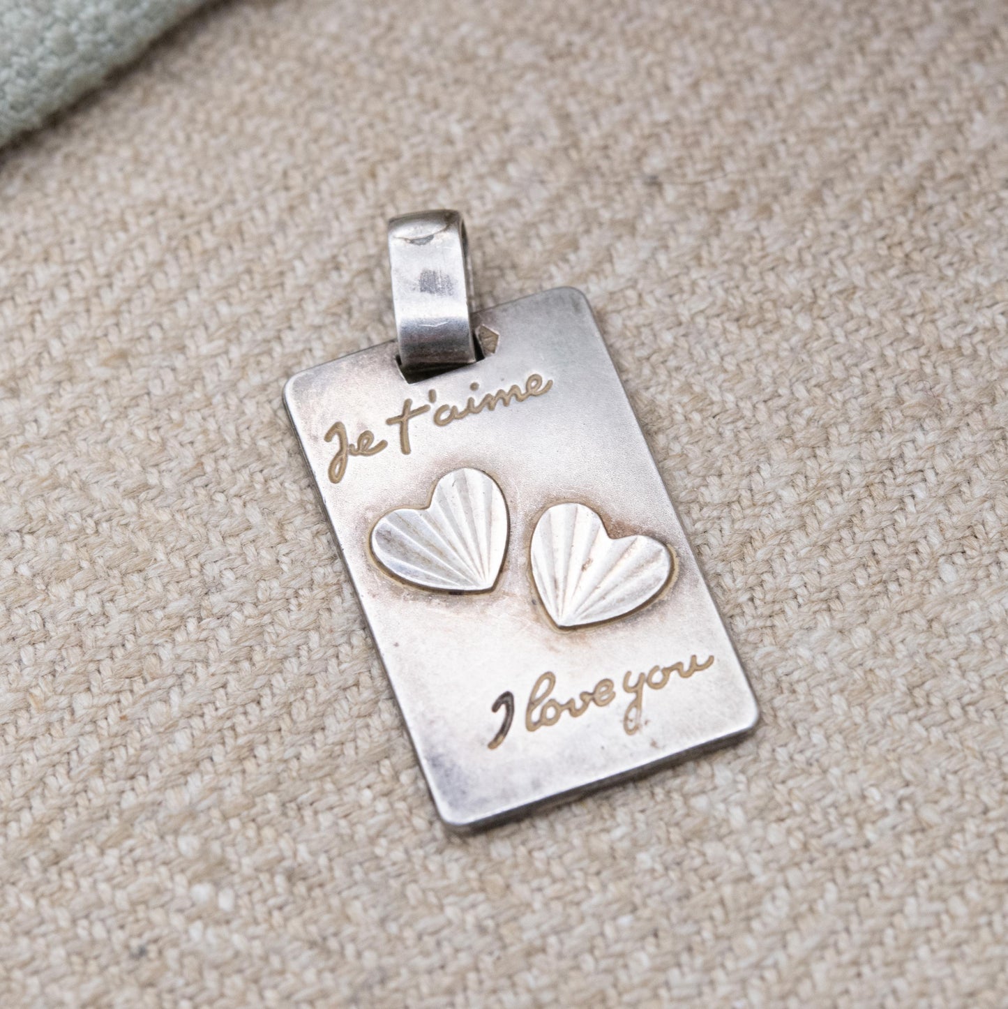 Vintage Sterling Silver French I Love You Pendant - Je T'aime Love Hearts Necklace | Sentimental Jewellery Gift for Her