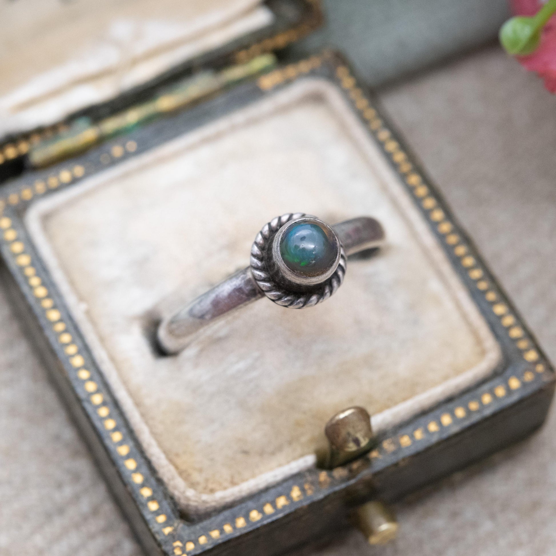 Vintage Dixi Sterling Silver Labradorite Ring - Cabochon Solitaire Ring | UK Size - L | US Size - 5 3/4