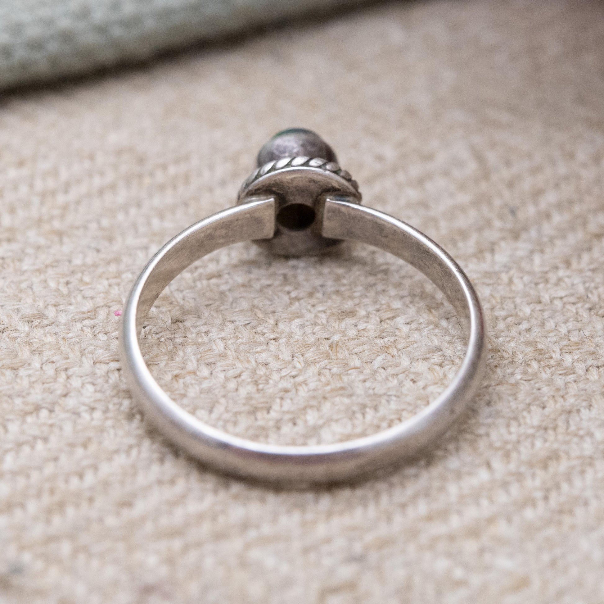 Vintage Dixi Sterling Silver Labradorite Ring - Cabochon Solitaire Ring | UK Size - L | US Size - 5 3/4