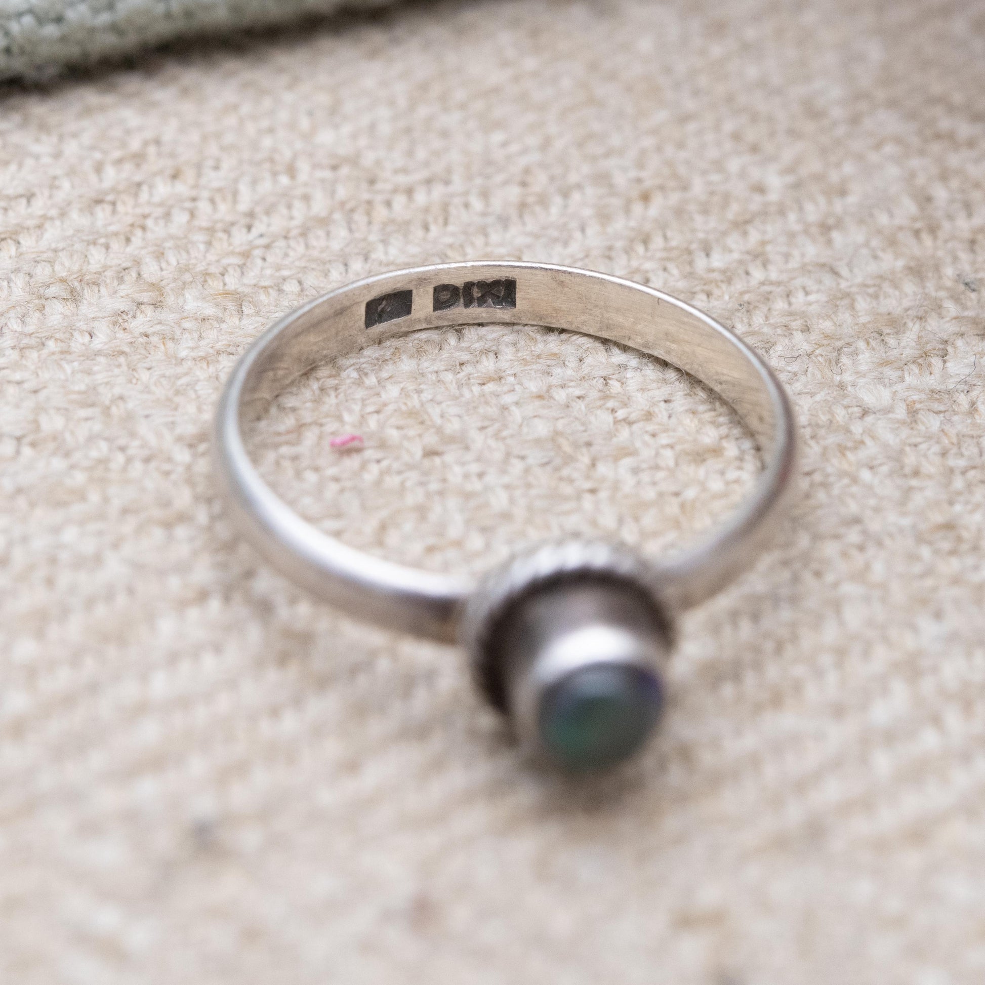 Vintage Dixi Sterling Silver Labradorite Ring - Cabochon Solitaire Ring | UK Size - L | US Size - 5 3/4