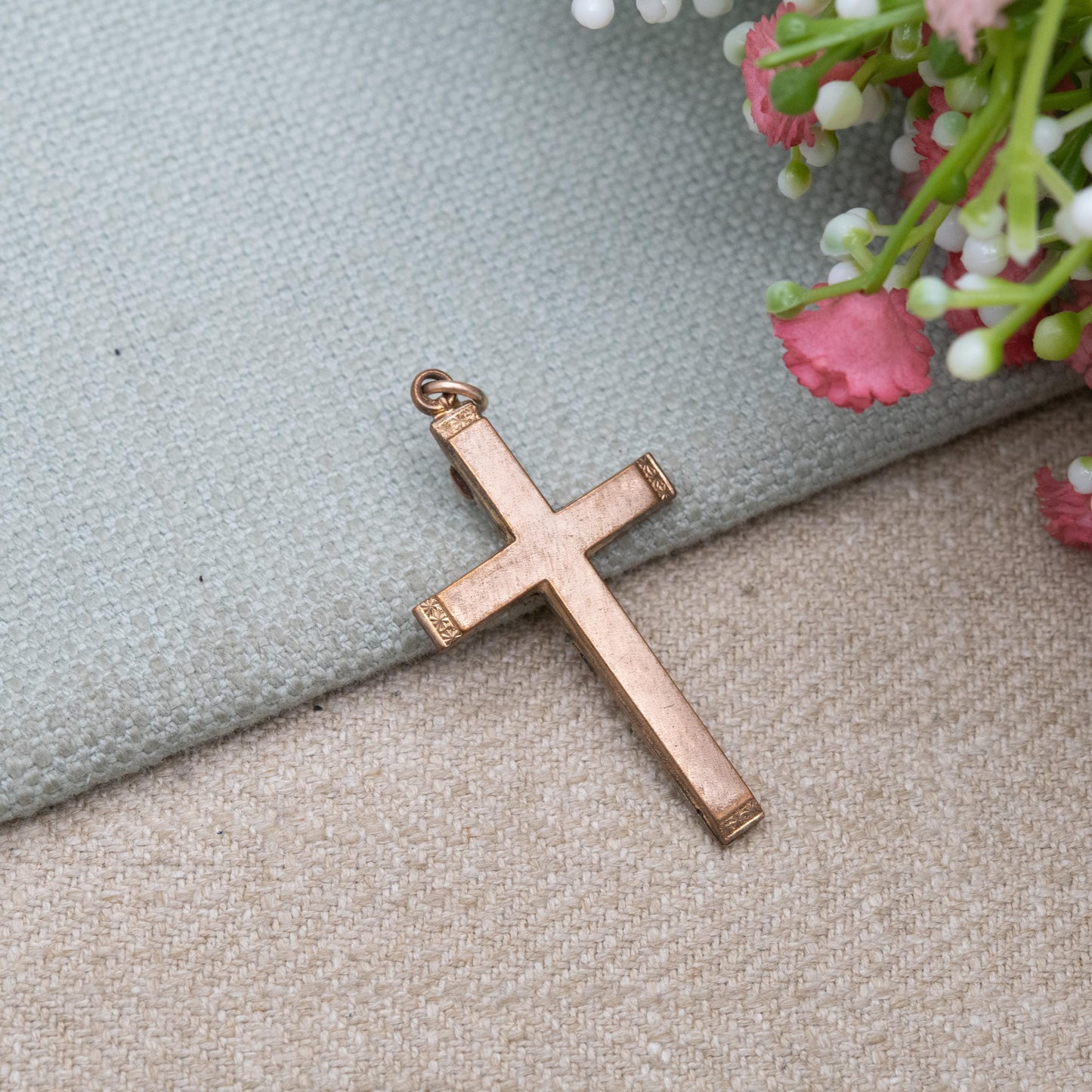 Antique Rolled Gold Crucifix Pendant INRI