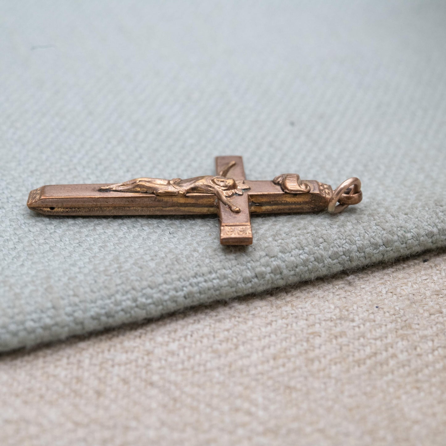 Antique Rolled Gold Crucifix Pendant INRI