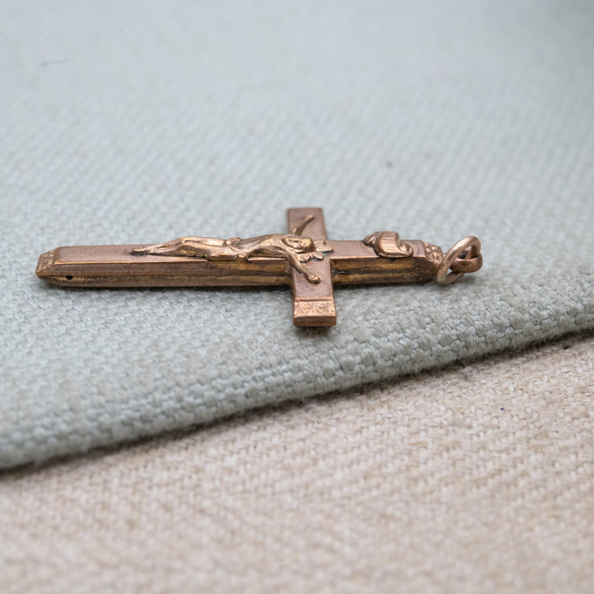 Antique Rolled Gold Crucifix Pendant INRI