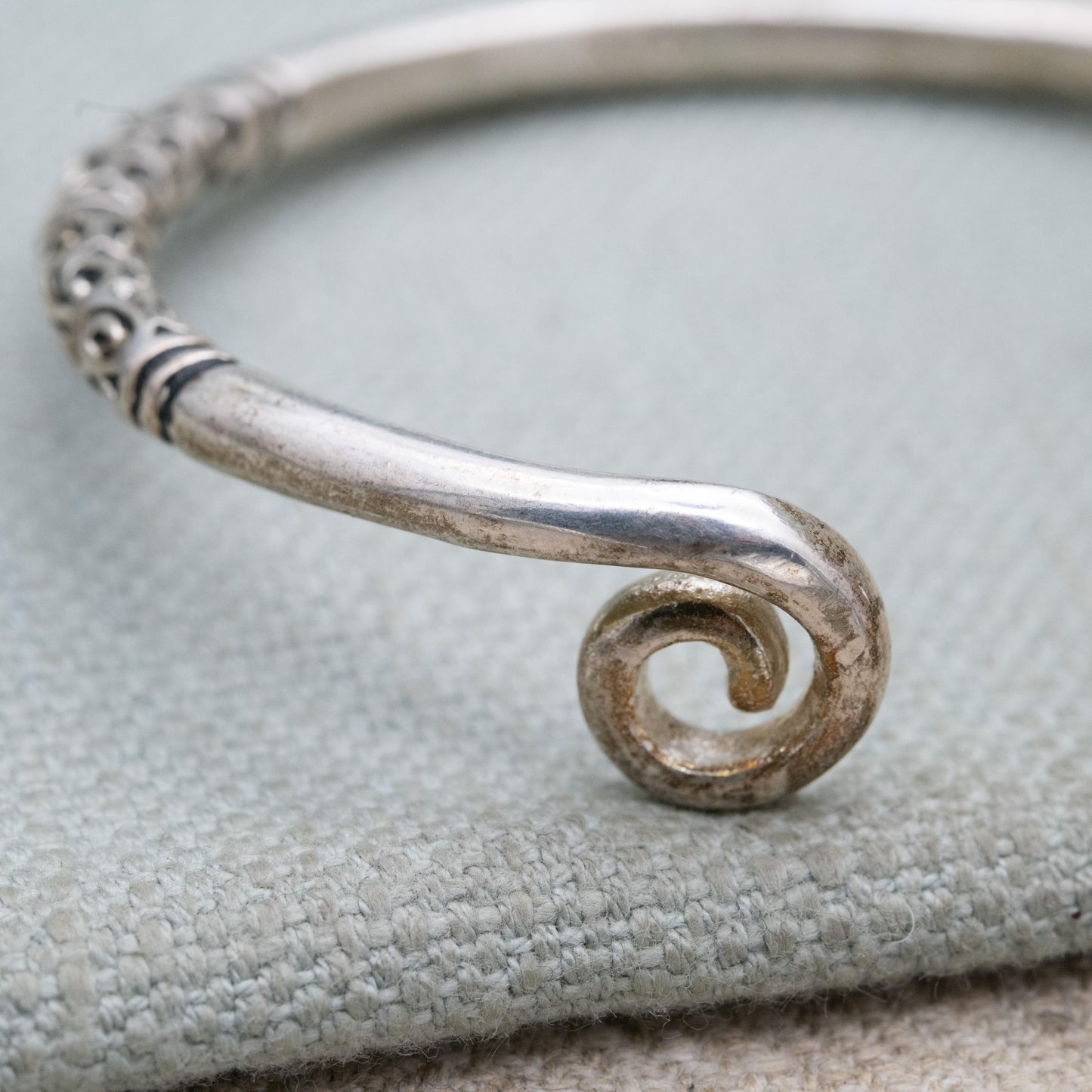 Vintage Sterling Silver Open Cuff Bangle - Traditional Style | Jewellery Gift for Her