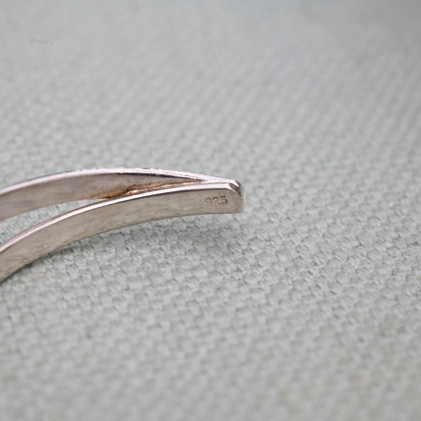 Sterling Silver Open Cuff Bangle - Textured Cross Design | Jewellery Gift for Her