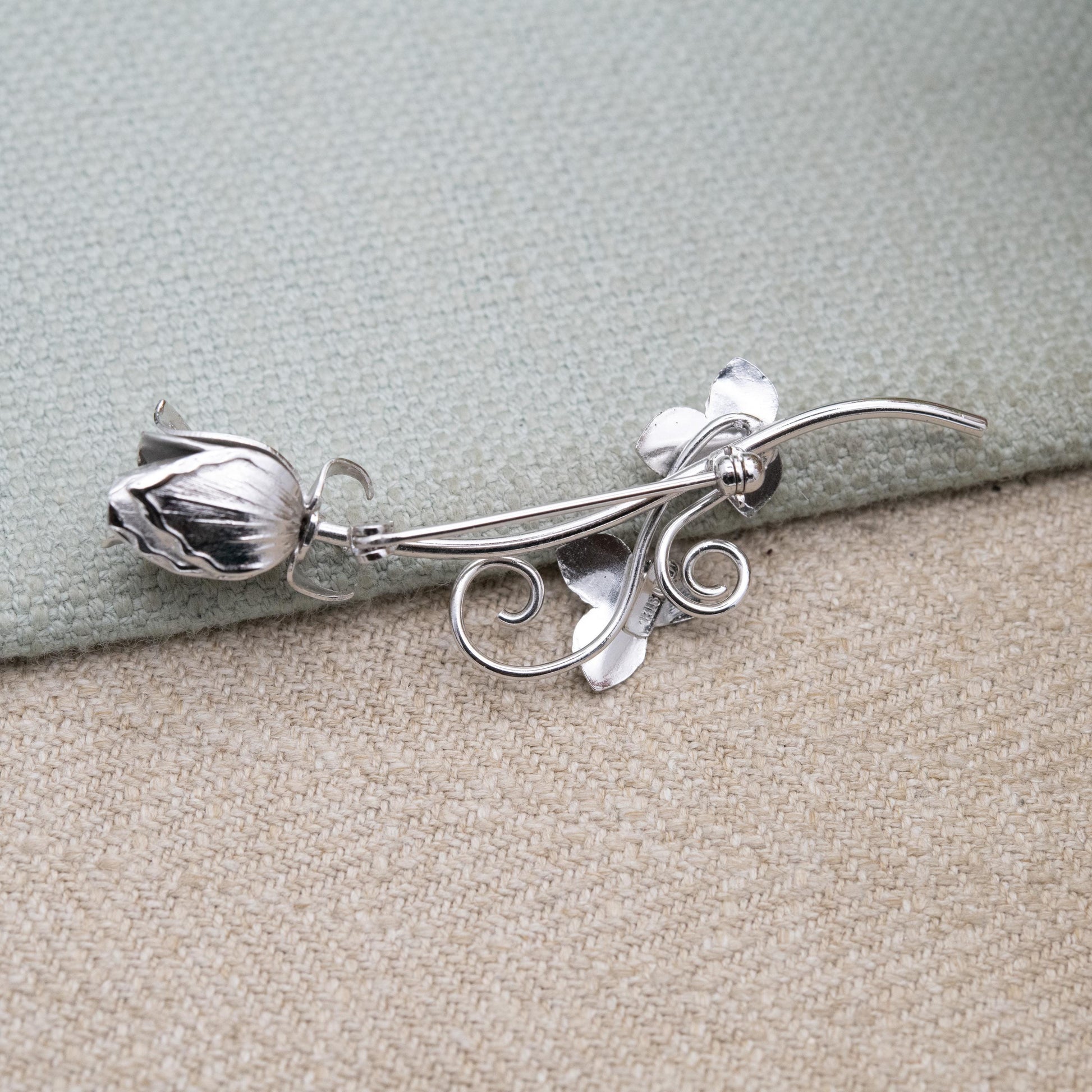 Vintage Sterling Silver Tulip Flower Brooch by Ecco - Large Floral | Romantic Gift for Her