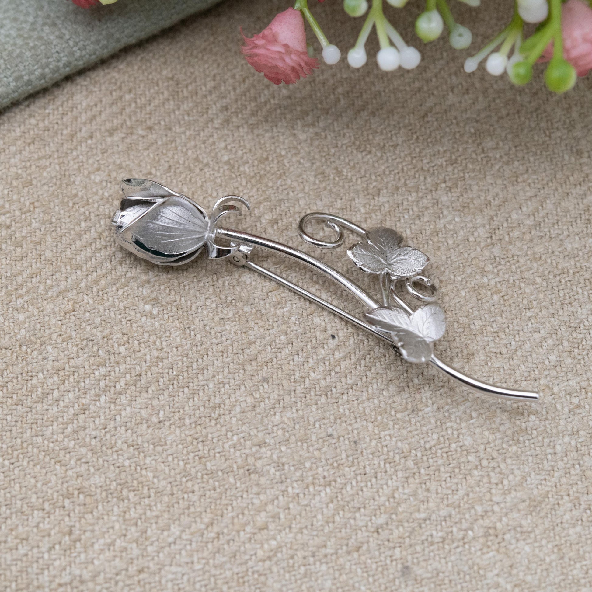Vintage Sterling Silver Tulip Flower Brooch by Ecco - Large Floral | Romantic Gift for Her