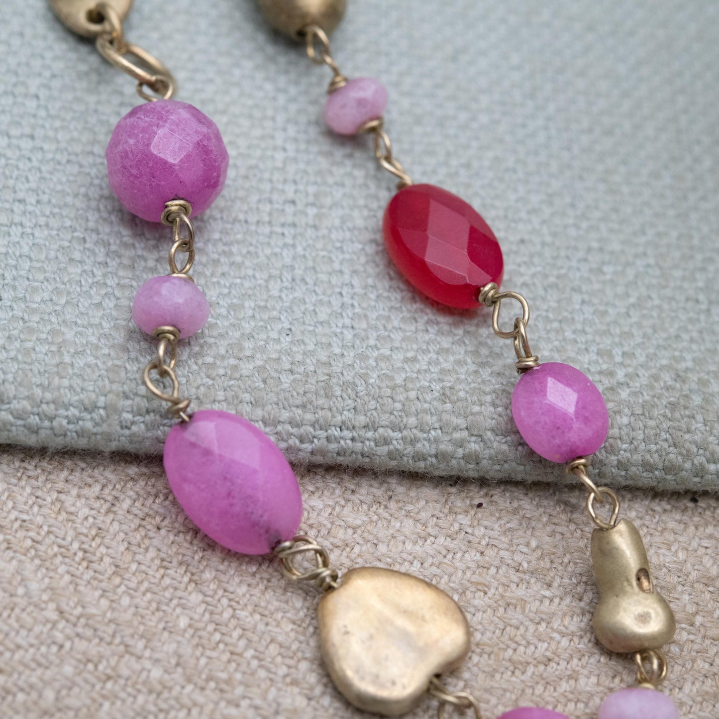 Sterling Silver and Pink Gemstone Bracelet - Gold Plated | Romantic Gift for Her