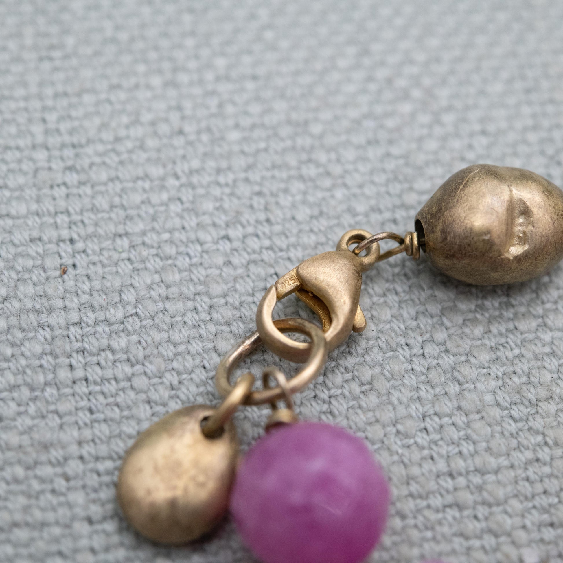 Sterling Silver and Pink Gemstone Bracelet - Gold Plated | Romantic Gift for Her