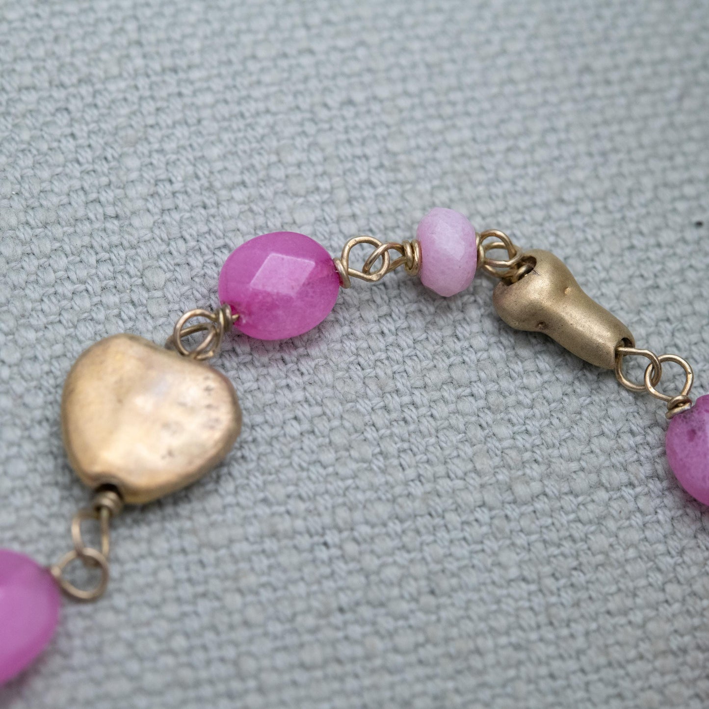 Sterling Silver and Pink Gemstone Bracelet - Gold Plated | Romantic Gift for Her