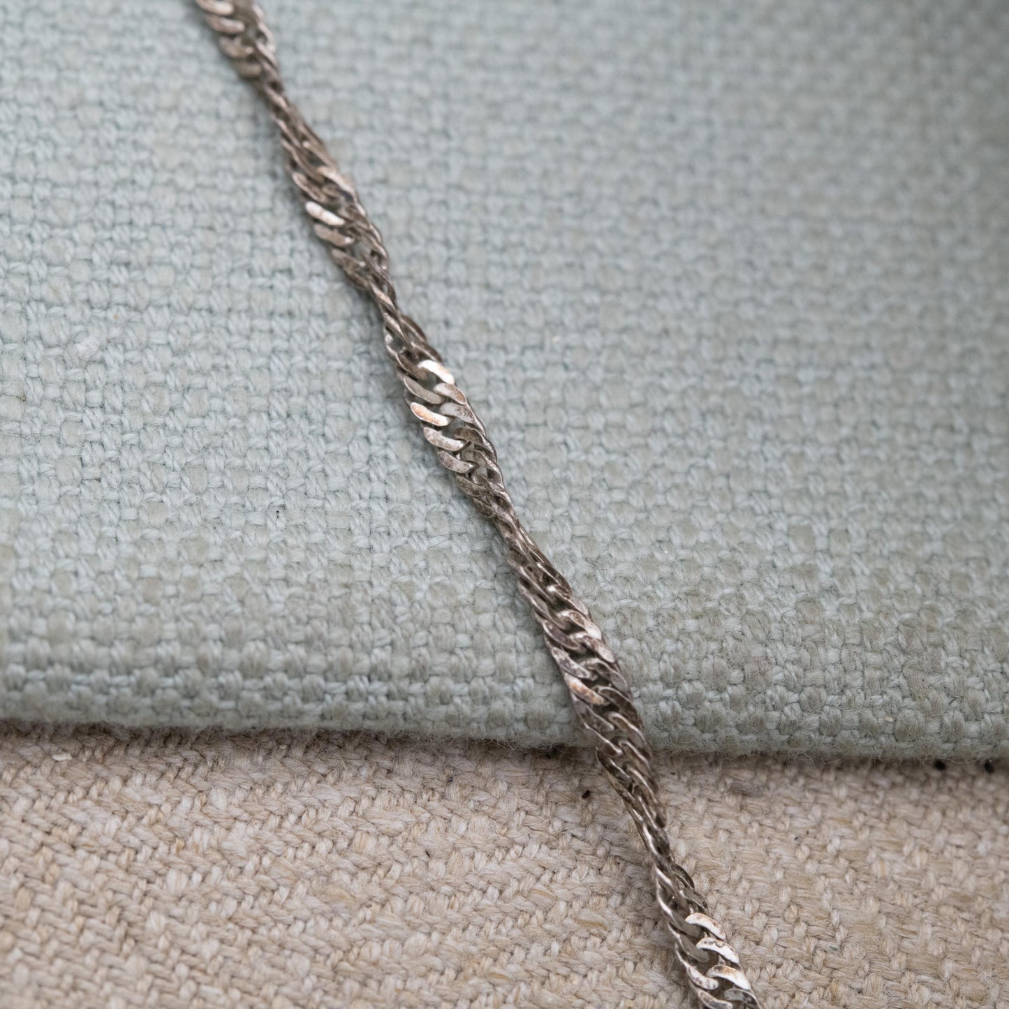 Vintage Italian Sterling Silver Twisted Flat Curb Link Chain Bracelet - Unisex Gift