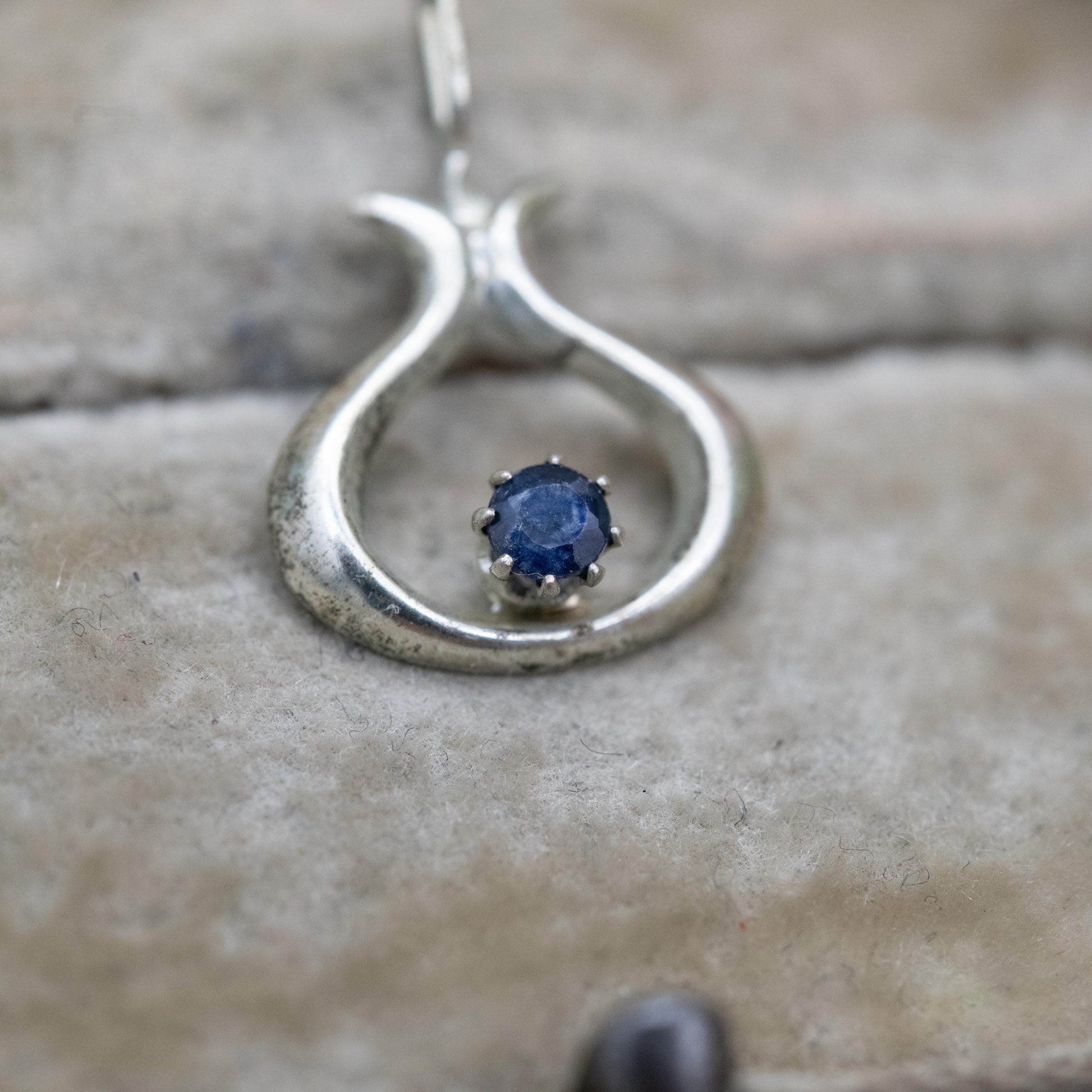 Vintage Sterling Silver Sapphire Pendant - Blue Gemstone Jewellery