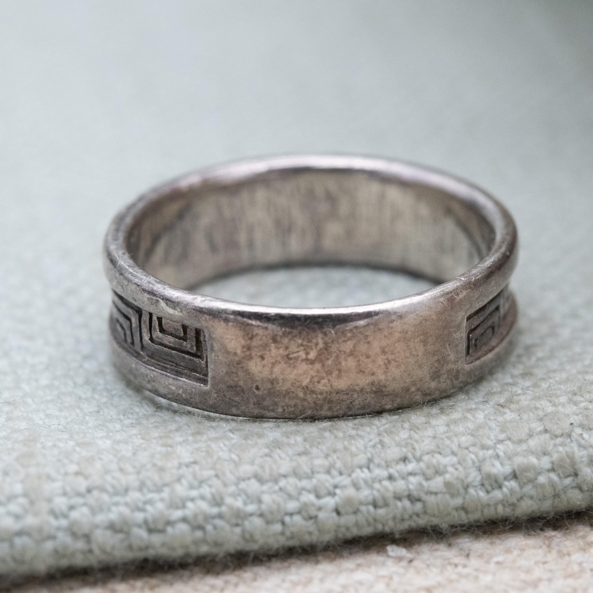 Vintage Sterling Silver Maze Band Ring - Mens Gift | UK Size - U | US Size - 10
