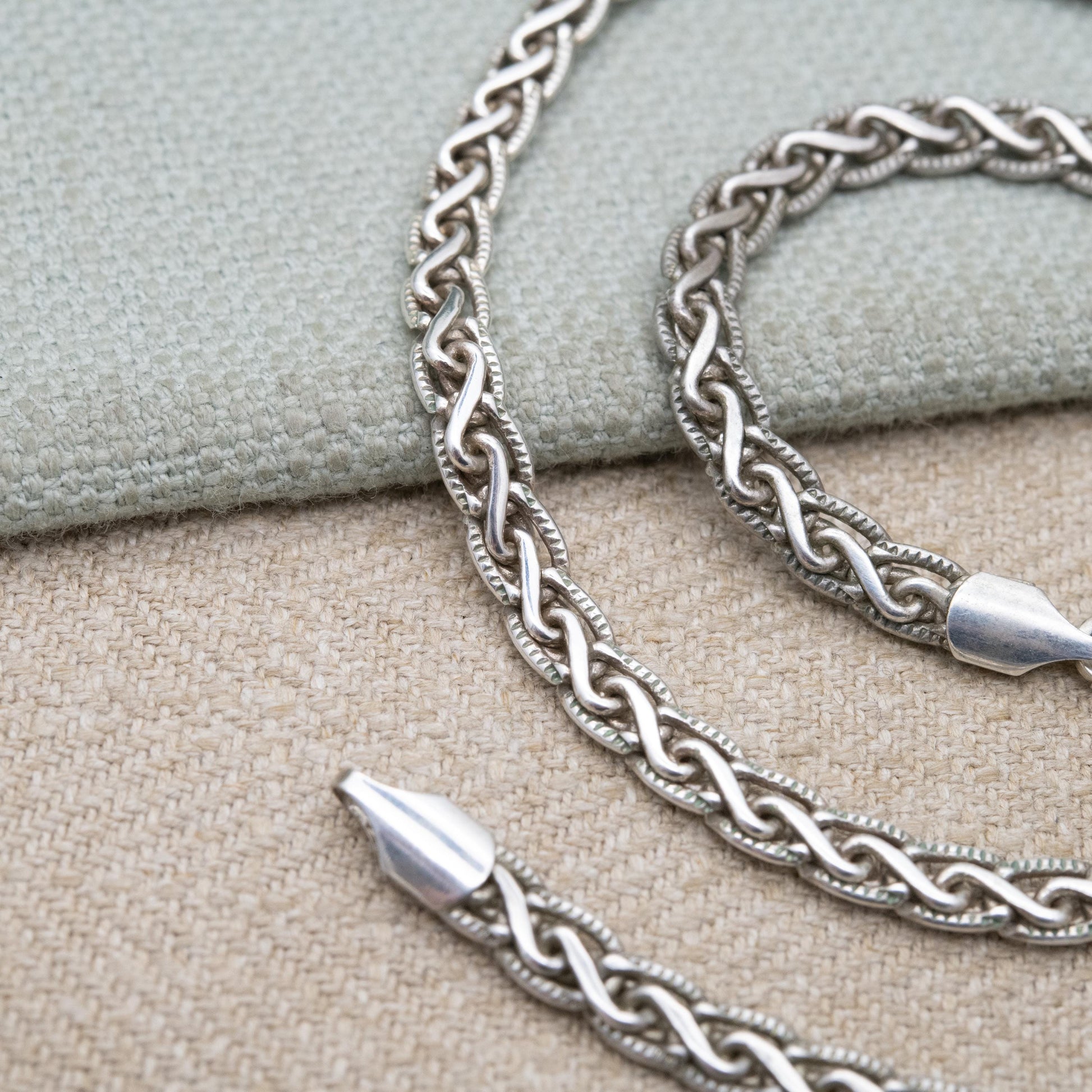 Vintage Sterling Silver Chain Necklace - Fancy Link | Unisex Gift | 17" 44cm